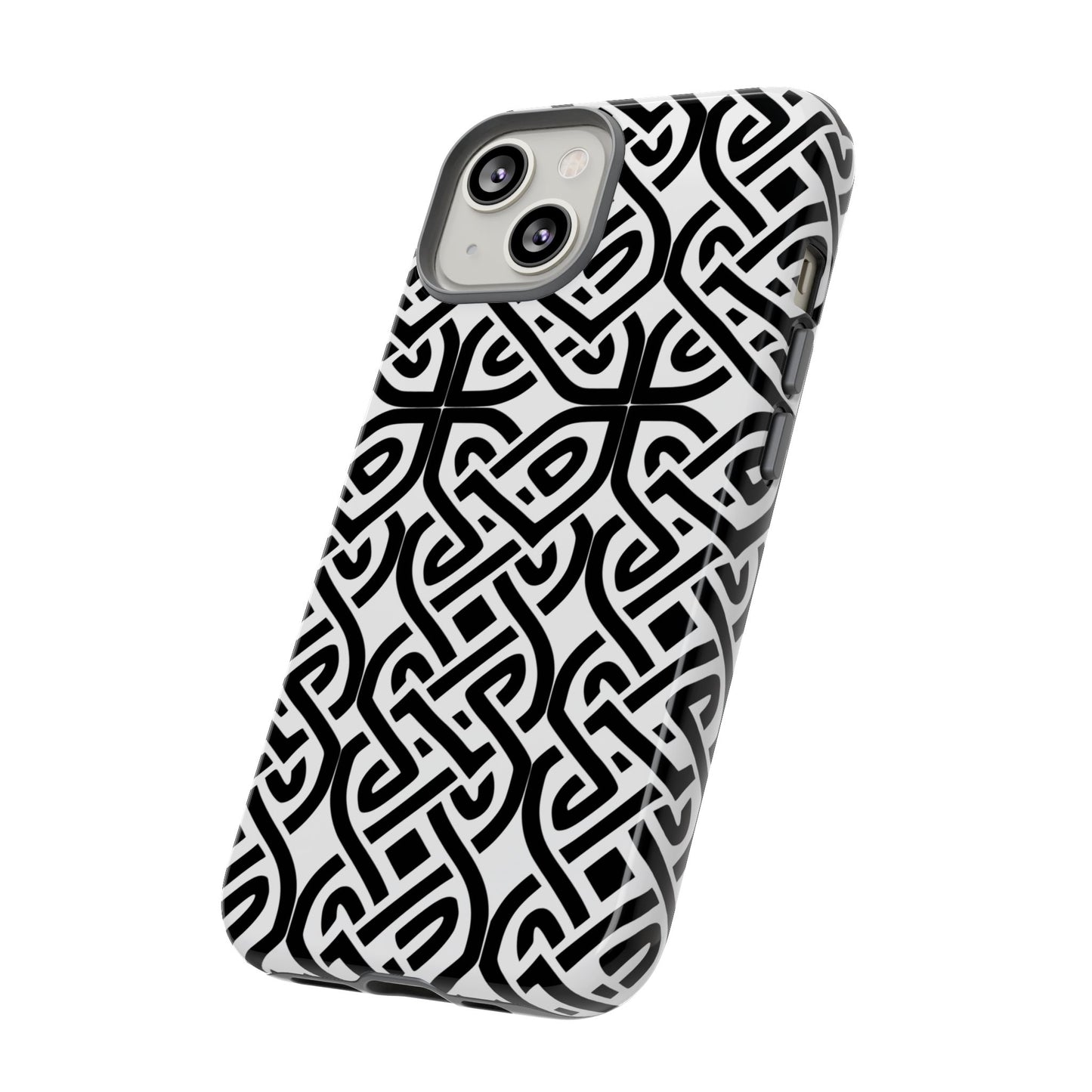 Tough Case Celtic Knot Black and White Pattern Phone Cover Compatible with iPhone 17, 16, 15, 14, 13, Galaxy, Google, Irish Heritage Design