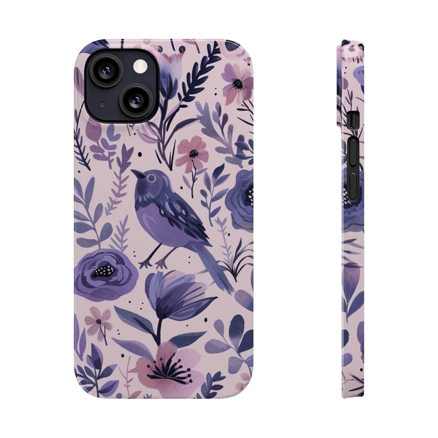 Floral Bird Slim Phone Case, Elegant Phone Cover, Cute Gift for Bird Lovers, Spring Vibes, Nature-Inspired