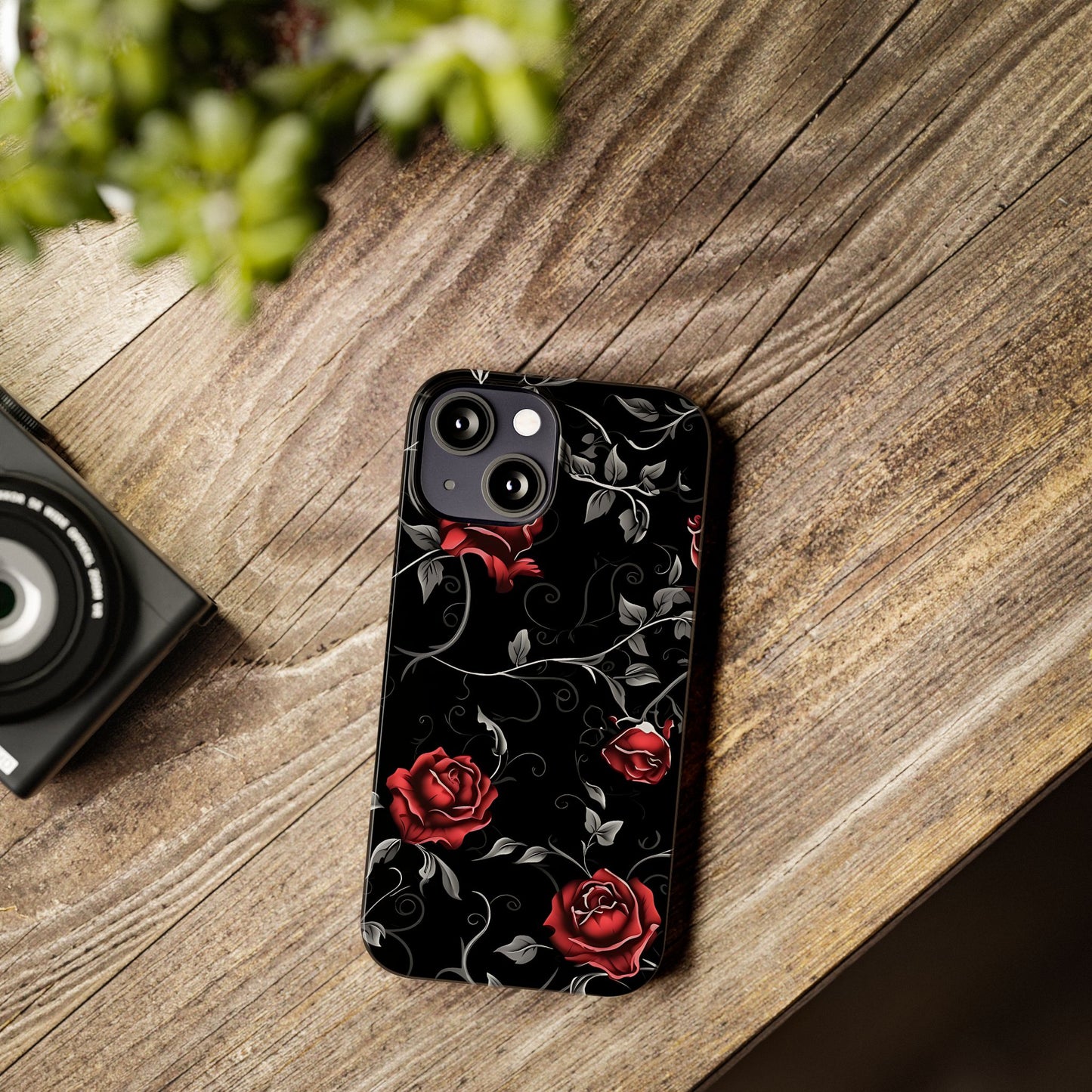 Elegant Floral Slim Phone Cases, Gothic Style Case, Rose Design Cover, Unique Gift for Her, Phone Accessories, Modern Chic
