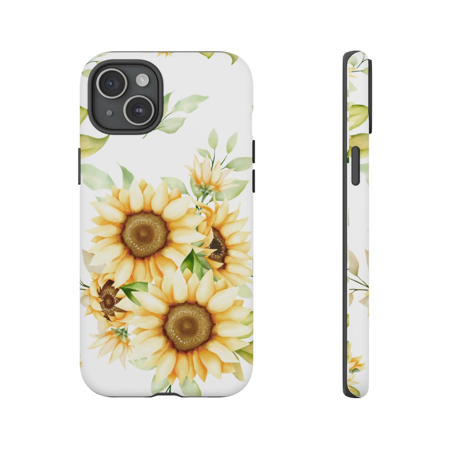 Sunflower Floral Tough Phone Case - Watercolor Botanical Art, Bright Nature Aesthetic, Compatible with iPhone, Galaxy, and Google Phones