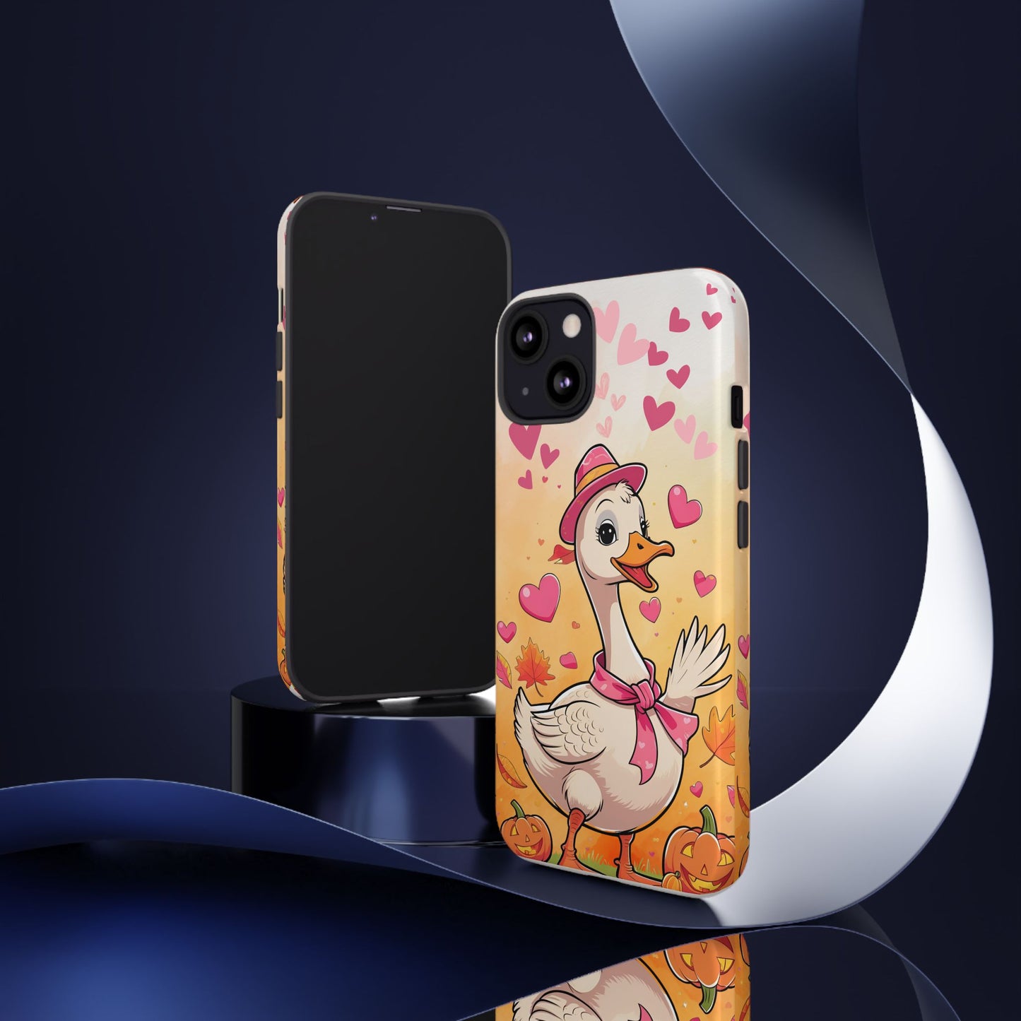 Summerween Silly Goose Phone Case, Coquette Halloween Phone Cover, Cozy Cute Halloween Aesthetic Case, Pink Hearts Fall Glam Girl Accessory