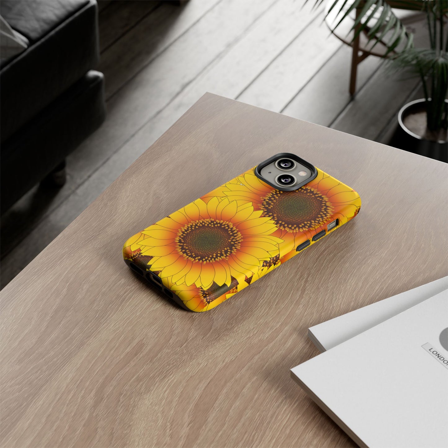 Sunflower Aesthetic Tough Phone Case - Bright Floral Art, Bold Yellow Sunflower Design, Compatible with iPhone, Galaxy, and Google Phones