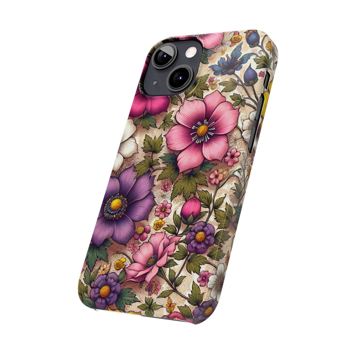 Floral Slim Phone Case - Vibrant Flower Design, Unique Floral iPhone Cover, Flower Phone Case, Gift for Her, Stylish Accessories