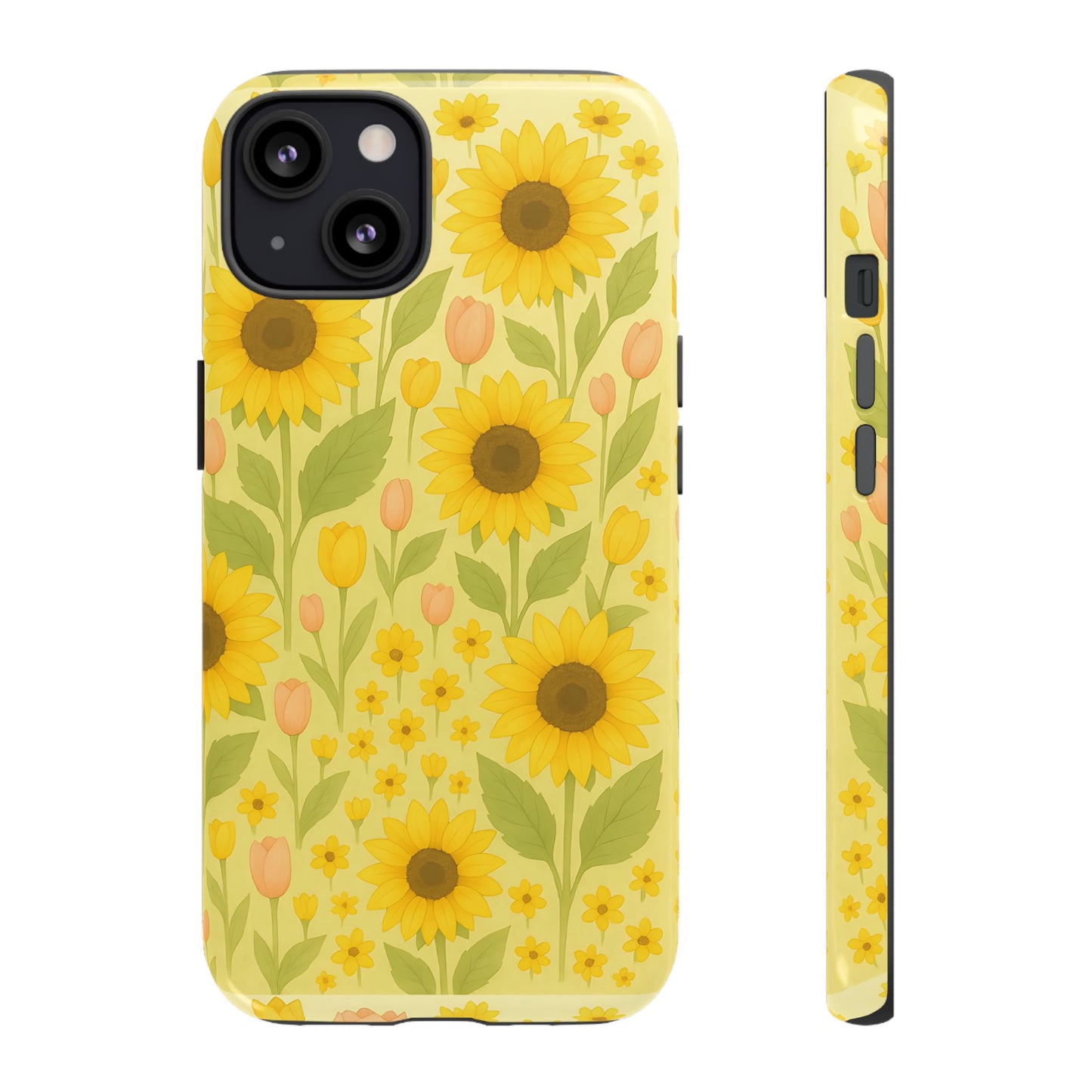 Sunflower Floral Phone Case, Watercolor Botanical Print, Aesthetic Tough Phone Case, Compatible with iPhone, Galaxy, Google