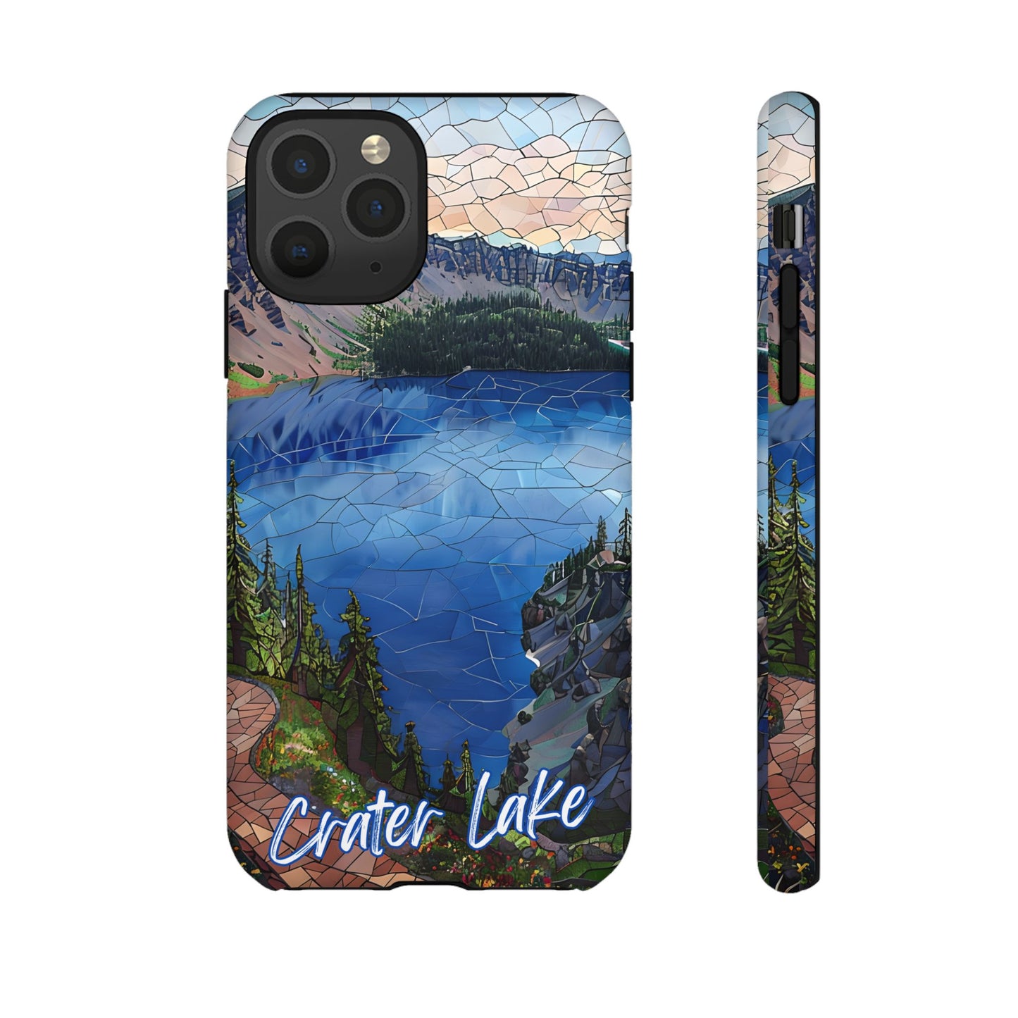 Crater Lake  National Park Oregon  Phone Case, Mosaic Phone Case, Mountain Nature Art, National Park Gift, Scenic Forest Phone Cover