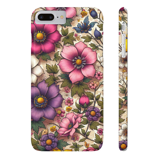 Floral Slim Phone Case - Vibrant Flower Design, Unique Floral iPhone Cover, Flower Phone Case, Gift for Her, Stylish Accessories