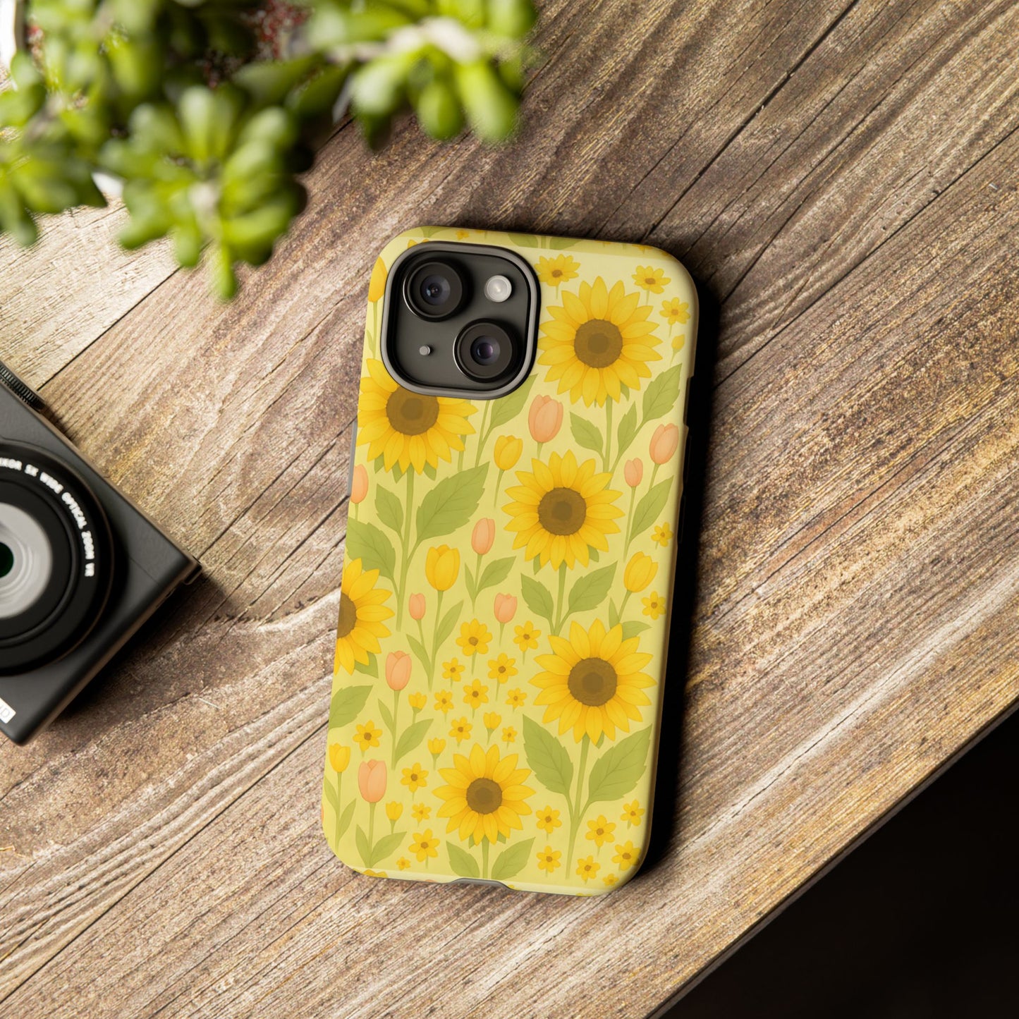 Sunflower Floral Phone Case, Watercolor Botanical Print, Aesthetic Tough Phone Case, Compatible with iPhone, Galaxy, Google