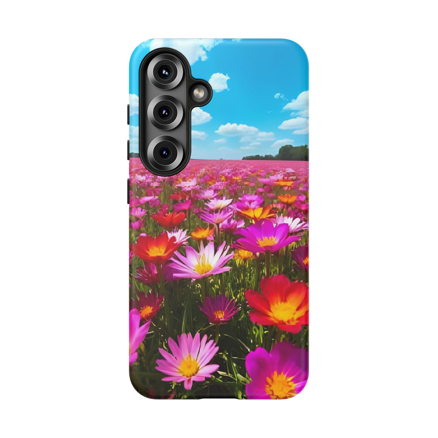 Flower Field Tough Phone Case - Wildflower Meadow Print, Colorful Nature Aesthetic, Compatible with iPhone, Galaxy, and Google Phones