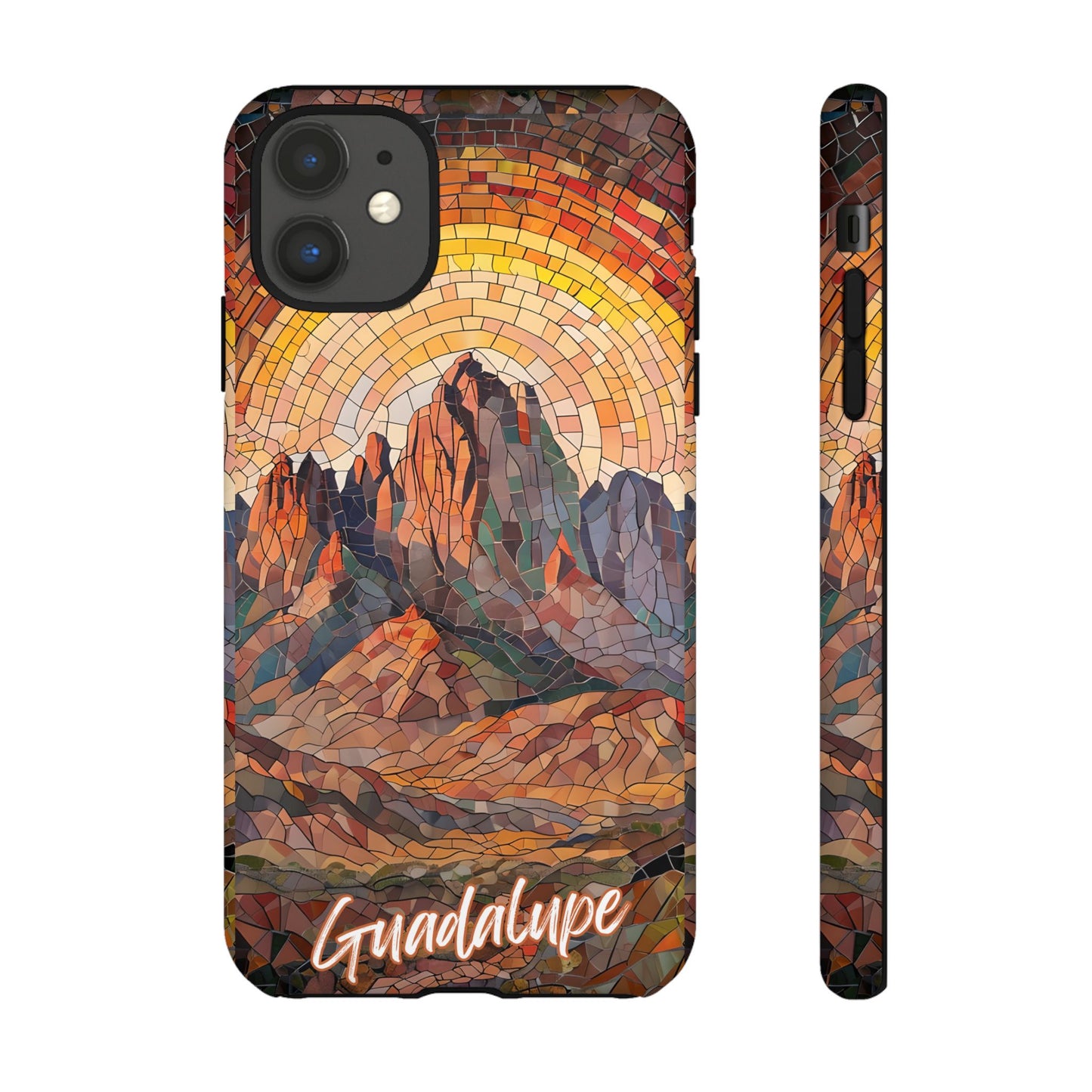 Guadalupe Mountains Mosaic Tough Phone Case, Scenic Mountain Art, National Park Aesthetic, Compatible with iPhone, Galaxy, and Google Phones