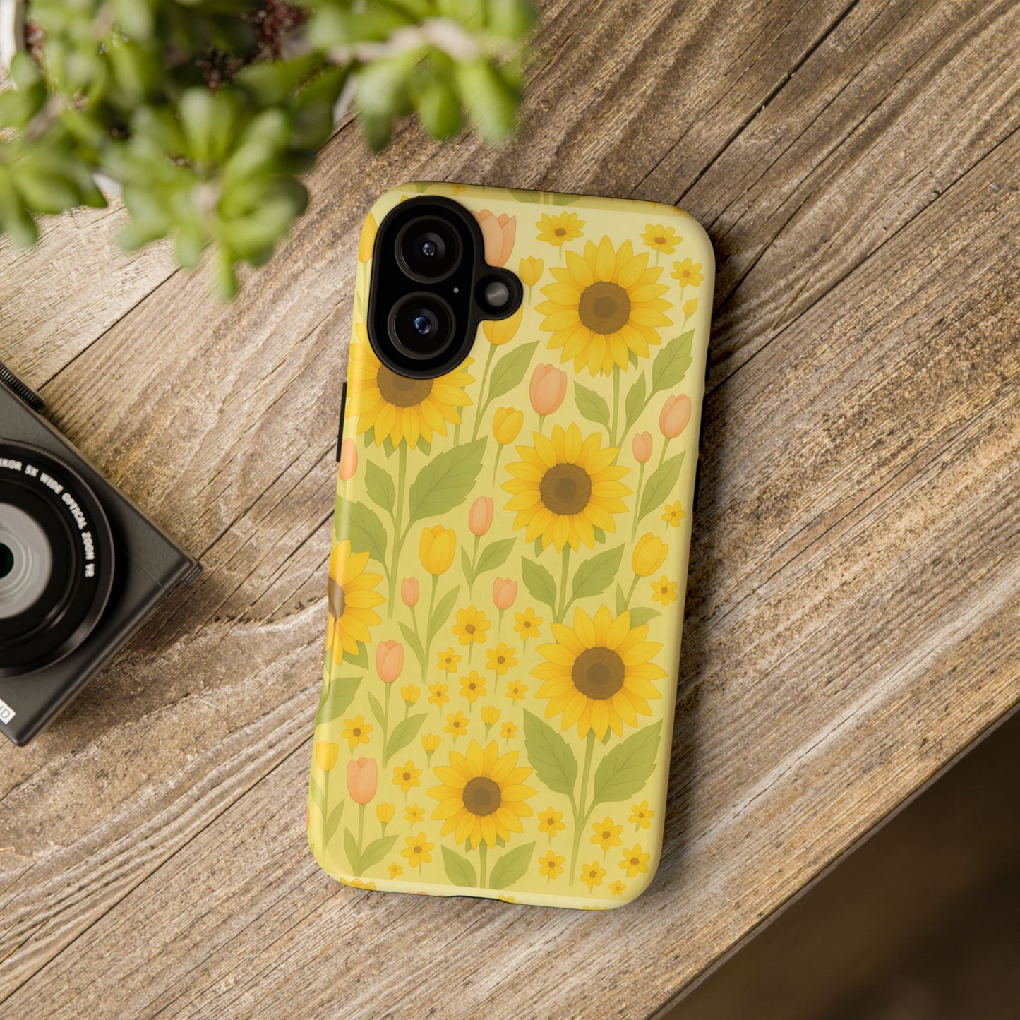 Sunflower Floral Phone Case, Watercolor Botanical Print, Aesthetic Tough Phone Case, Compatible with iPhone, Galaxy, Google