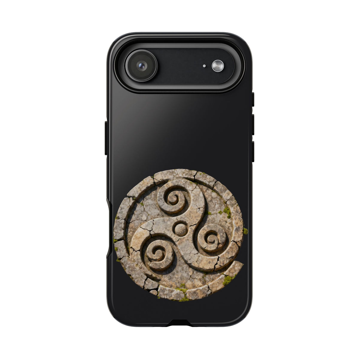 Stone Triskelion Tough Phone Case Ancient Celtic Spiral Irish Symbol Compatible with iPhone 17 16 15 14 13 Galaxy Google