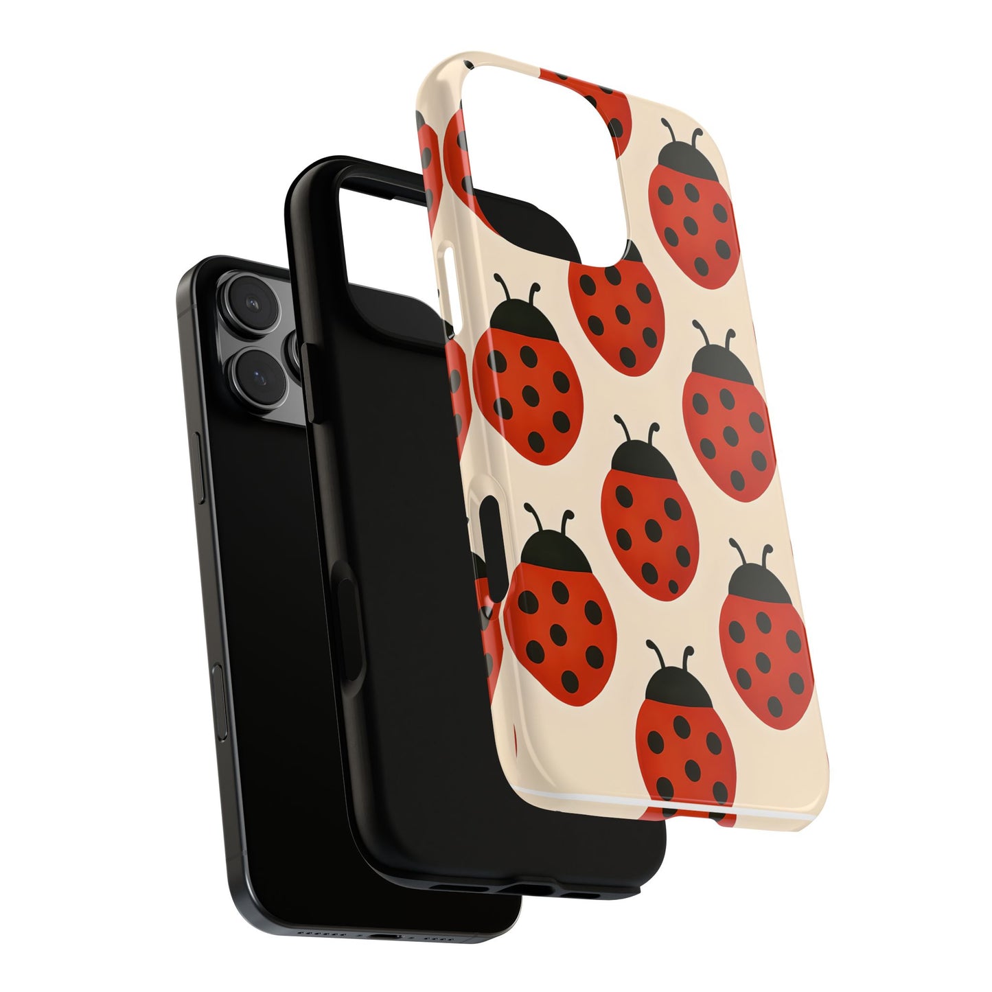 Cute Ladybug Tough Phone Case - Red and Black Insect Pattern, Nature-Inspired Design, Compatible with iPhone, Galaxy, and Google Phones