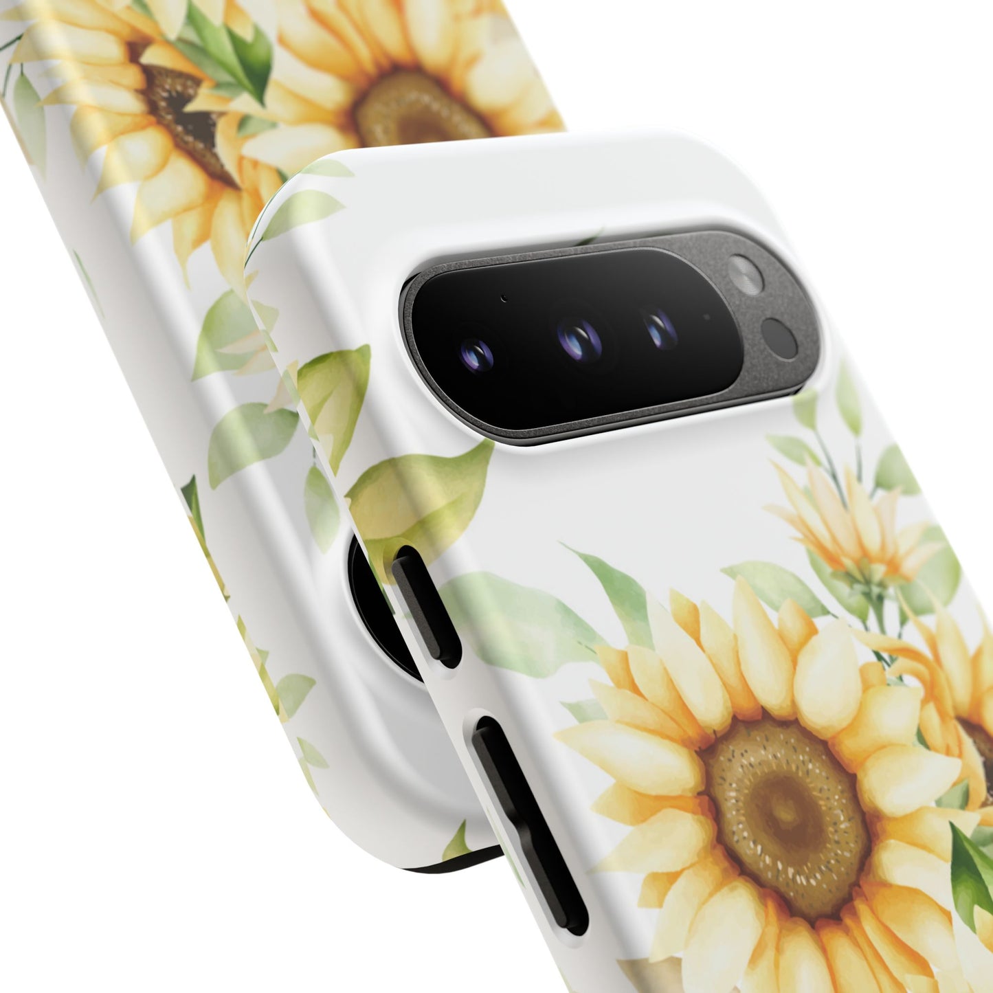 Sunflower Floral Tough Phone Case - Watercolor Botanical Art, Bright Nature Aesthetic, Compatible with iPhone, Galaxy, and Google Phones