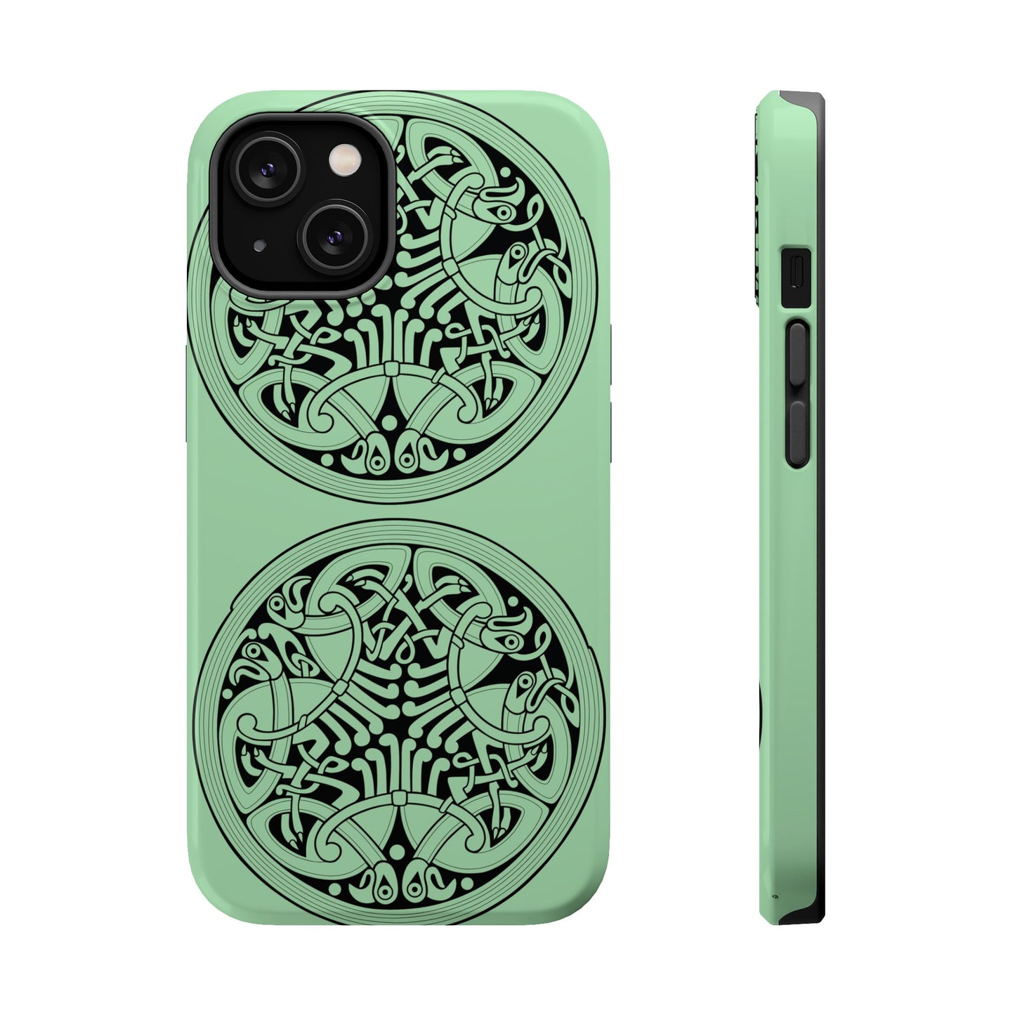 Celtic Medallion Magnetic Phone Case, Mint Green Design, St. Patrick Phone Cover Compatible with iPhone 17, 16, 15, 14, 13