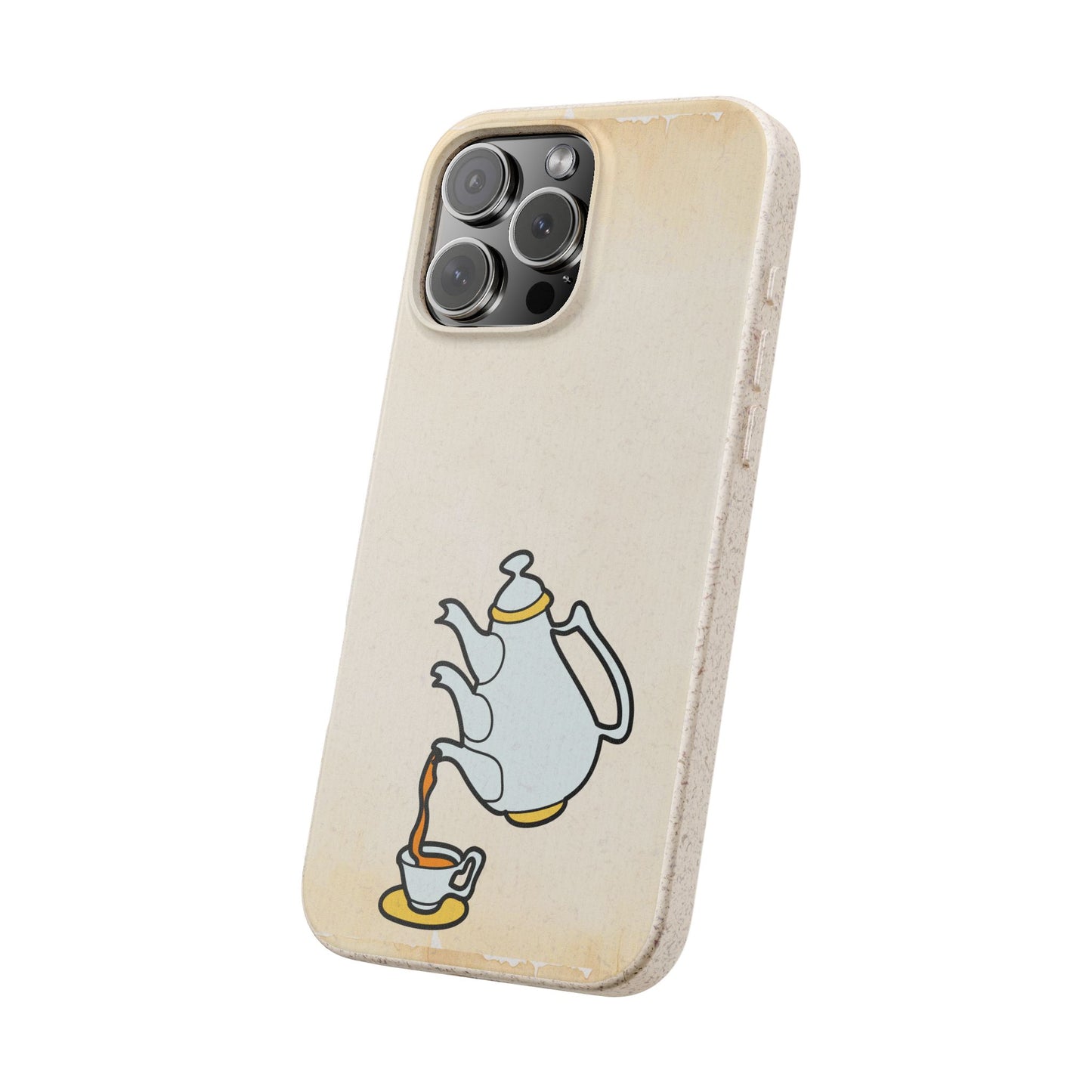 Alice in Wonderland Biodegradable Phone Case, Tea Kettle and Cups Phone Cover, Compatible with iPhone 17, 16, 15, 14, 13