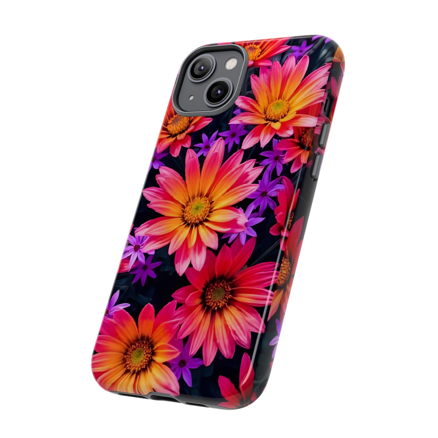 Bold Garden Flower Tough Phone Case - Colorful Floral Print, Bright Botanical Aesthetic, Compatible with iPhone, Galaxy, and Google Phones