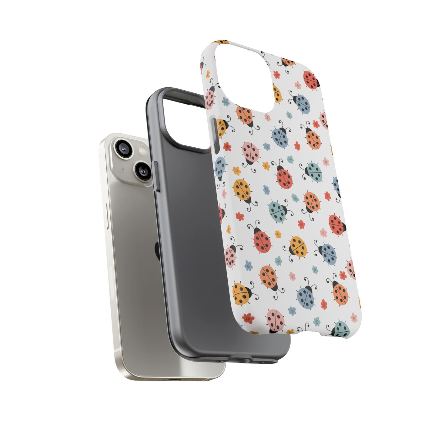 Ladybug Tough Phone Case - Cute Insect Aesthetic, Nature-Inspired Pattern Art, Compatible with iPhone, Galaxy, and Google Phones