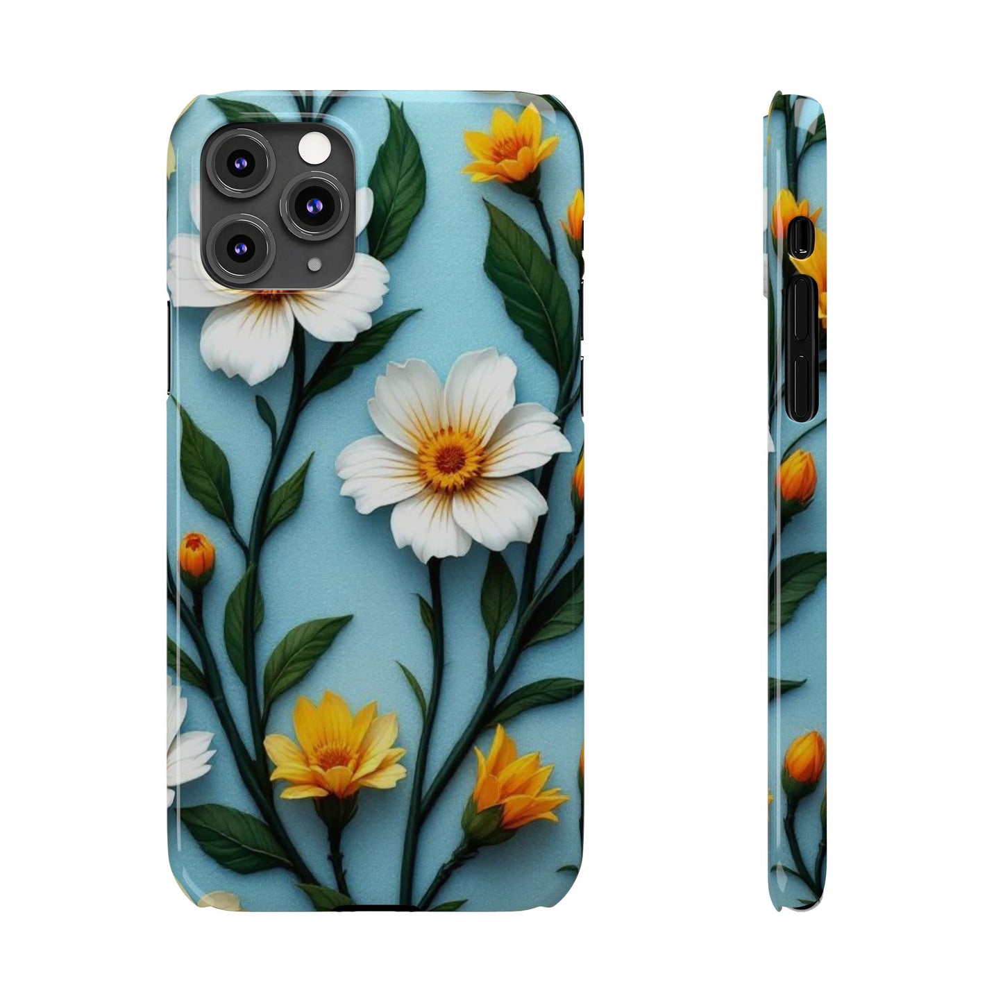 Floral Slim Phone Case - Colorful Flower Design, Elegant Phone Cover, Spring Accessories, Gift Idea for Her, Trendy Cell Phone Case