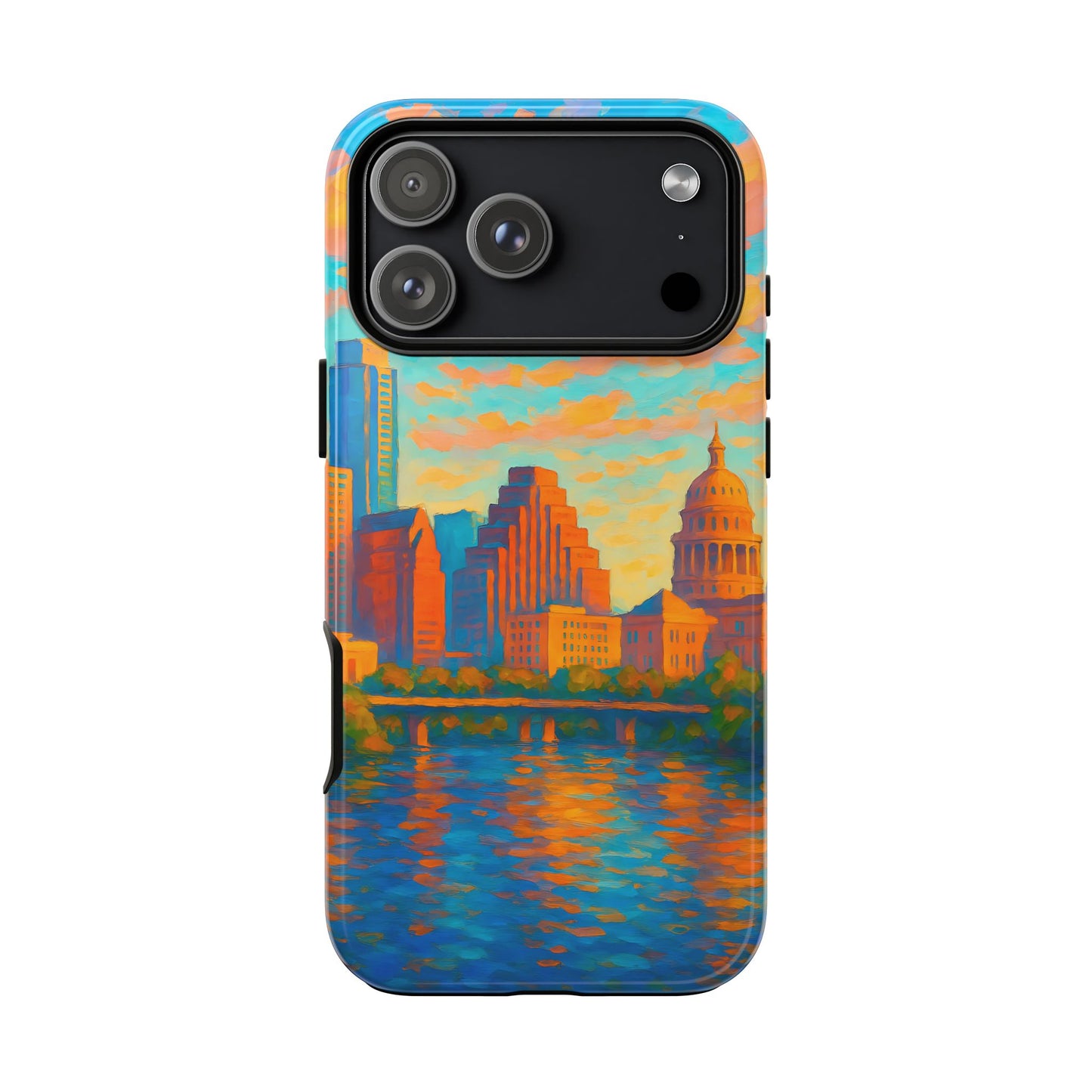 Cityscape Tough Phone Case, Austin Texas Skyline Phone Cover, Sunset Glow Design Compatible with iPhone, Galaxy & Google
