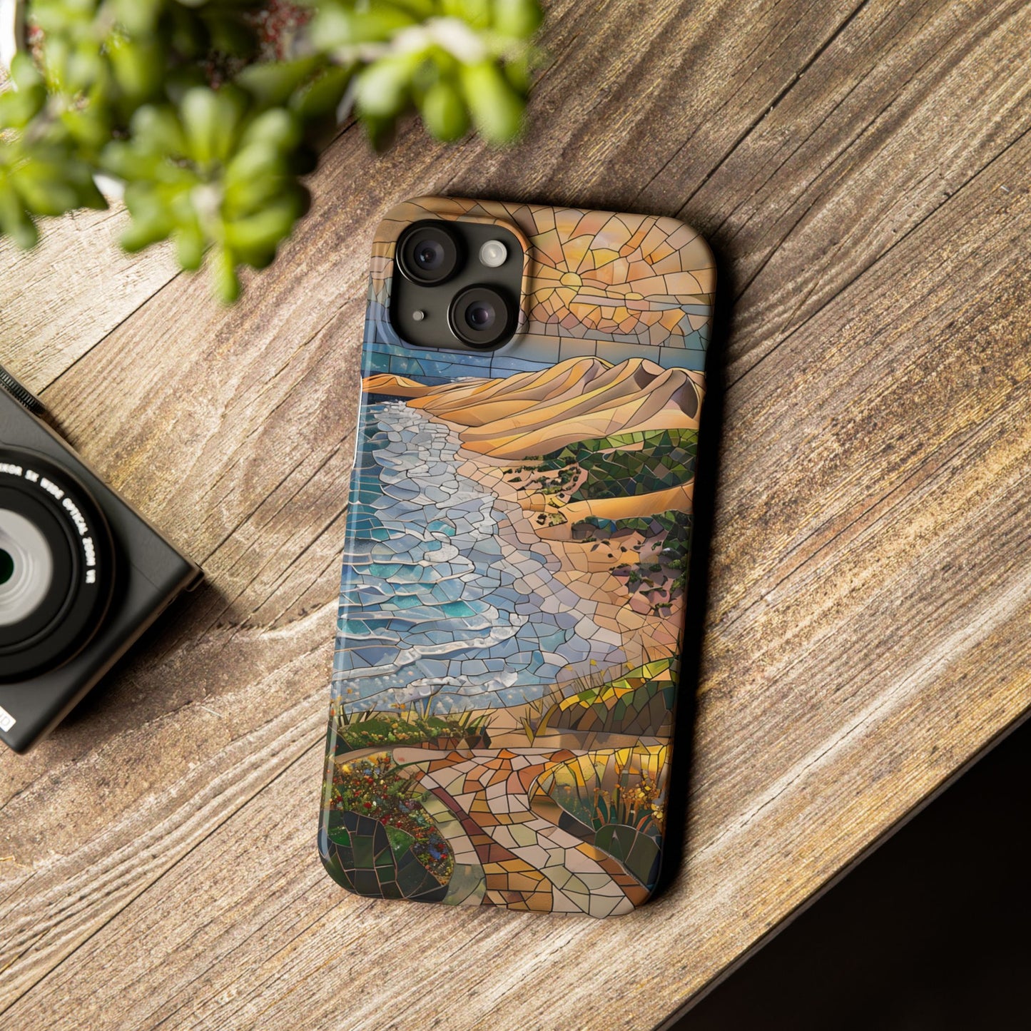 Indiana Dunes National Park Michigan Slim Phone Case, Mosaic Phone Case, East U.S. Nature Art, Coastal Chic, Ocean Lovers, Nature Inspired