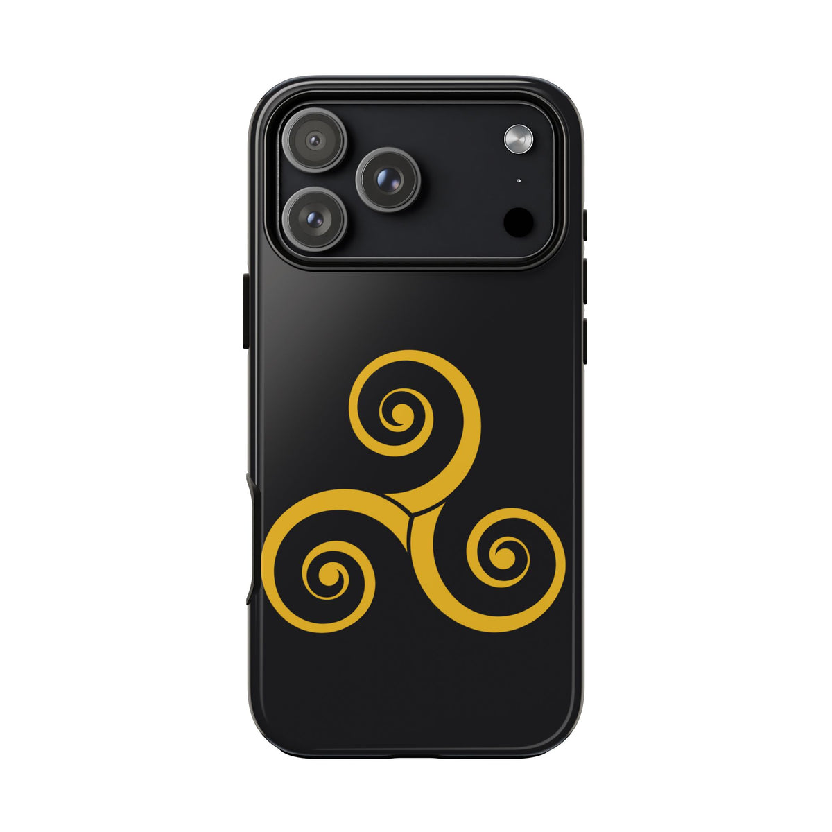 Gold Triskelion Tough Phone Case Celtic Spiral Irish Symbol Compatible with iPhone 17 16 15 14 13 Galaxy Google
