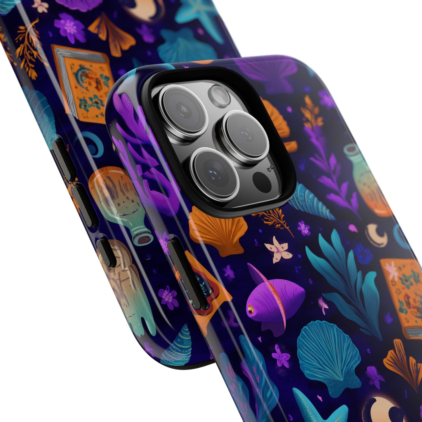 Magical Ocean Phone Case, Spooky Sea Vibes Cover, Witchy Seashell Starfish Moon Fish Night Aesthetic compatible with iPhone Galaxy Pixel