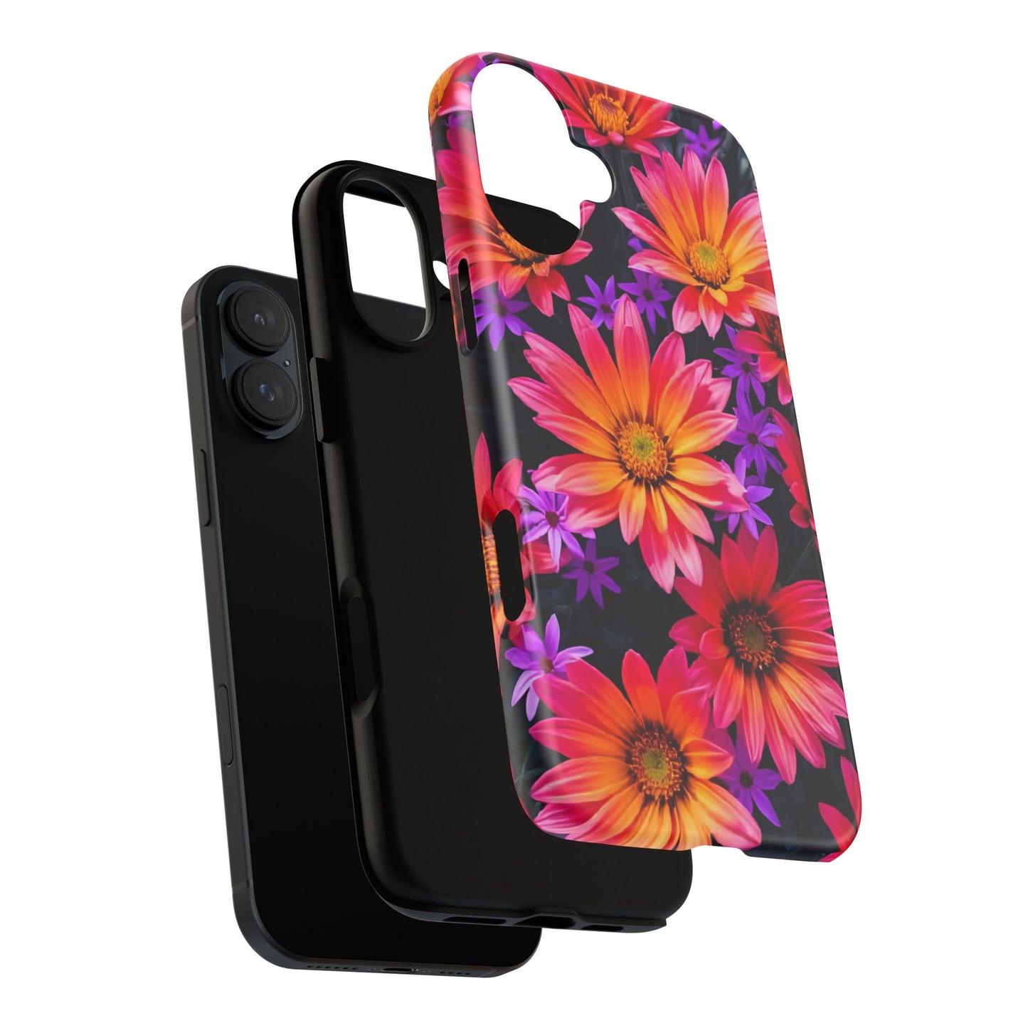 Bold Garden Flower Tough Phone Case - Colorful Floral Print, Bright Botanical Aesthetic, Compatible with iPhone, Galaxy, and Google Phones