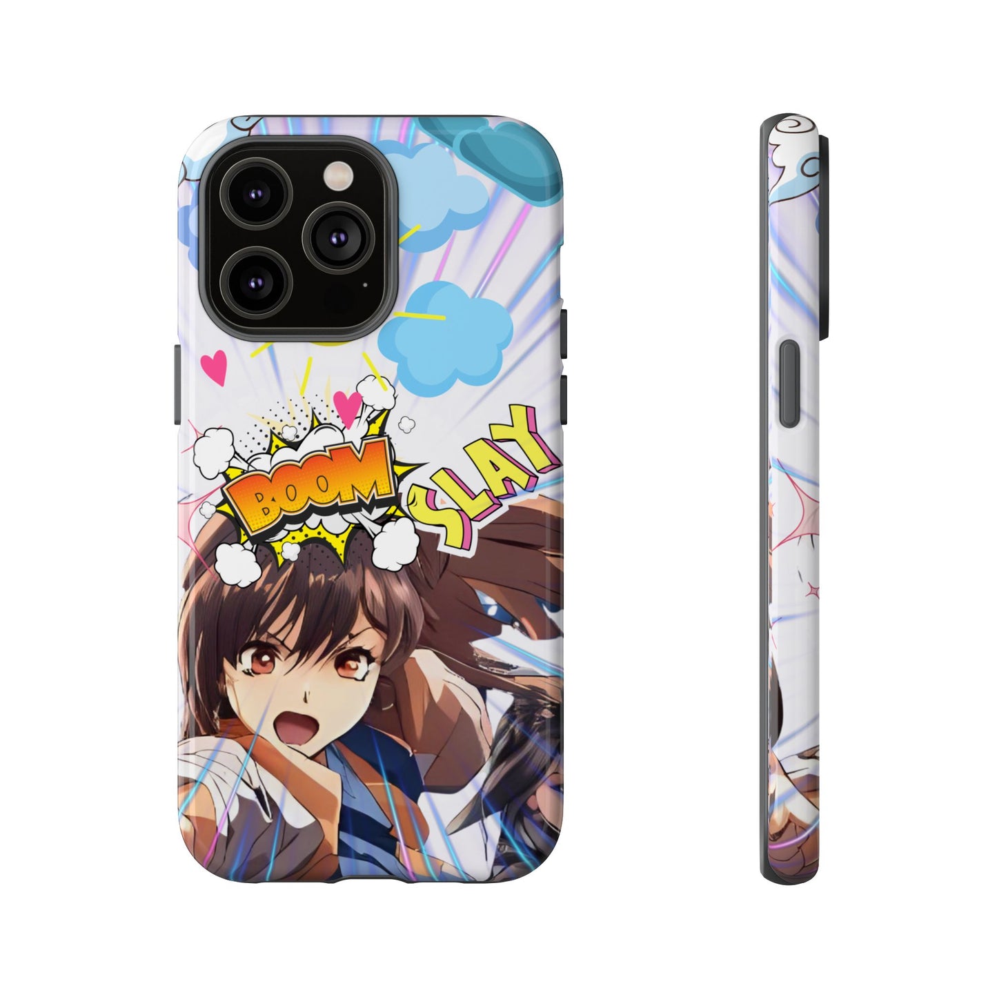 Anime Warrior Girl Tough Phone Case, Japanese Action Anime Aesthetic, Bold Heroine Design, Compatible with iPhone, Galaxy, and Google Phones