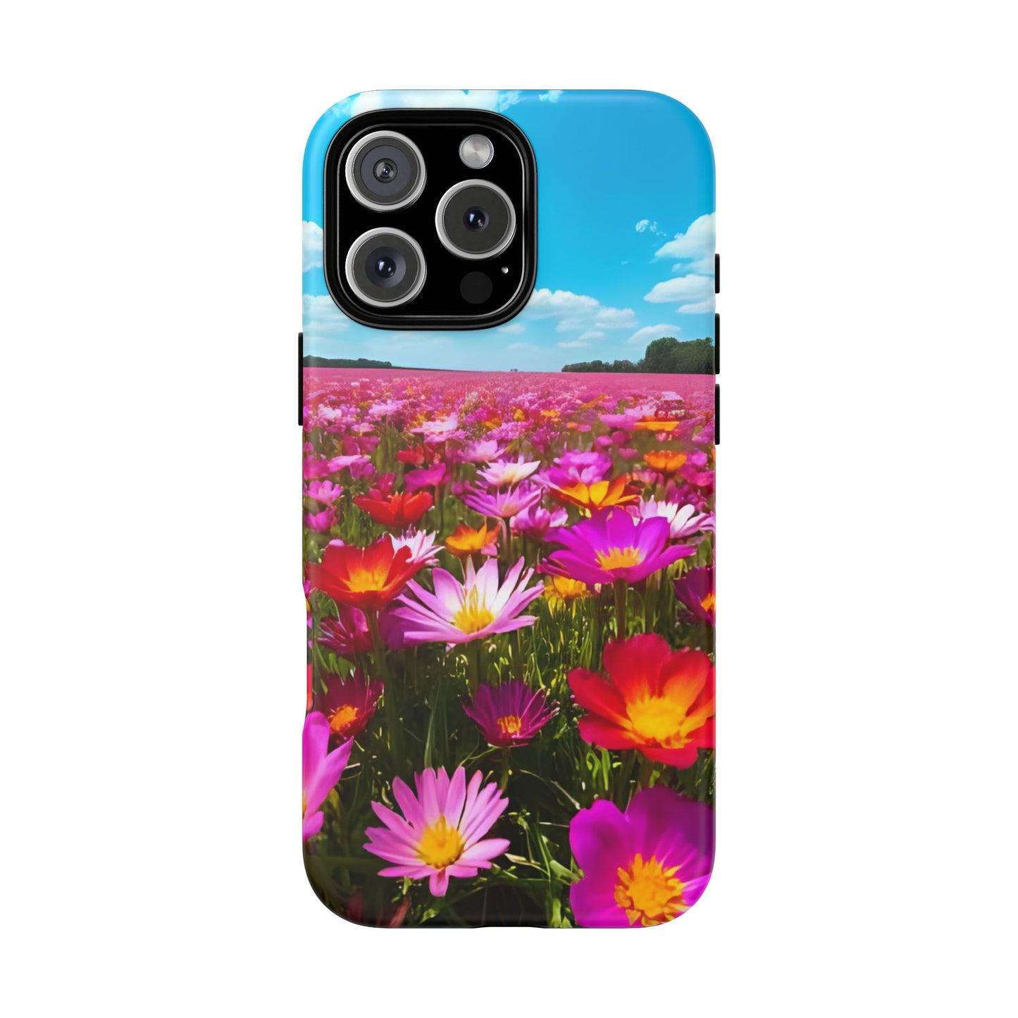 Flower Field Tough Phone Case - Wildflower Meadow Print, Colorful Nature Aesthetic, Compatible with iPhone, Galaxy, and Google Phones