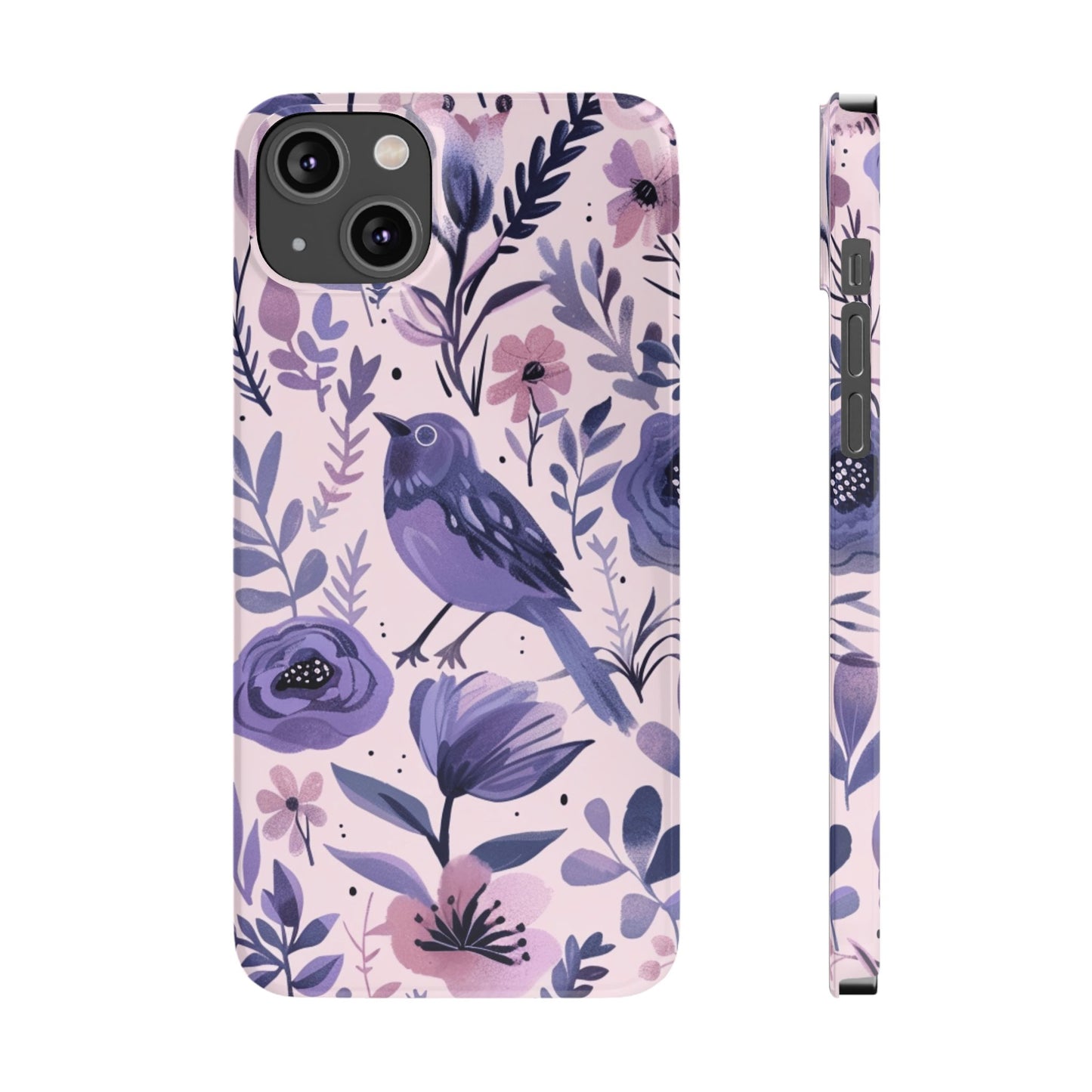 Floral Bird Slim Phone Case, Elegant Phone Cover, Cute Gift for Bird Lovers, Spring Vibes, Nature-Inspired