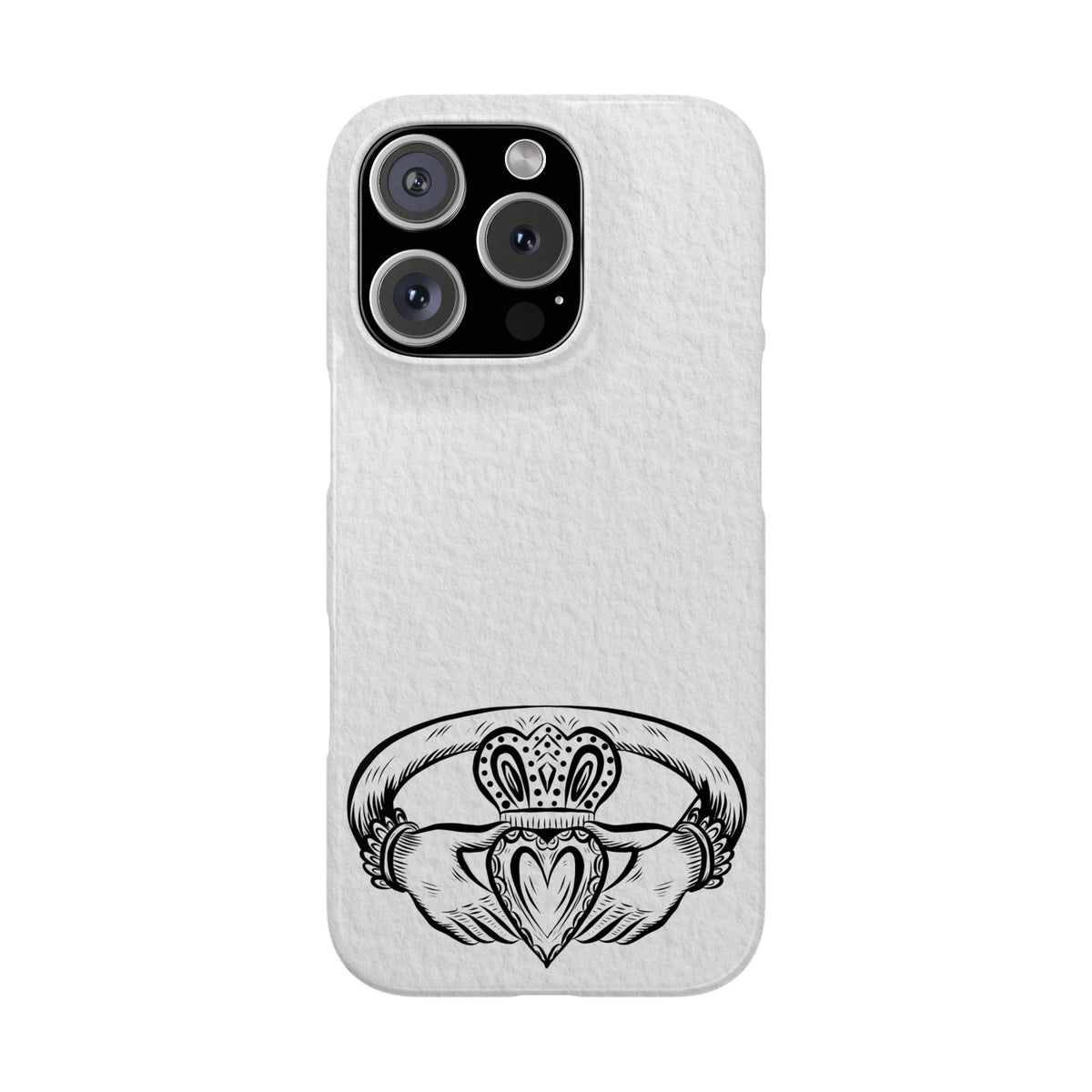Claddagh Slim Phone Case Irish Symbol Ring Minimal Black White Design Love Loyalty Friendship Compatible with iPhone 17 16 15 14 13 12 11