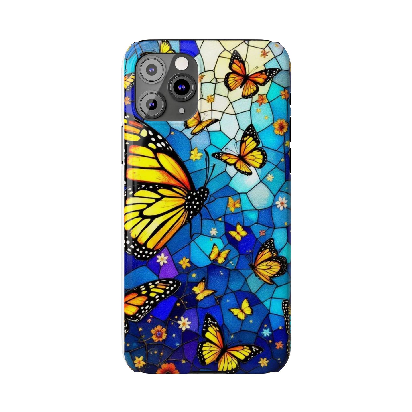 Butterfly Garden Slim Phone Case - Colorful Floral Design, Gift for Nature Lovers, Birthday Surprise, Eco-Friendly, Summer Vibes