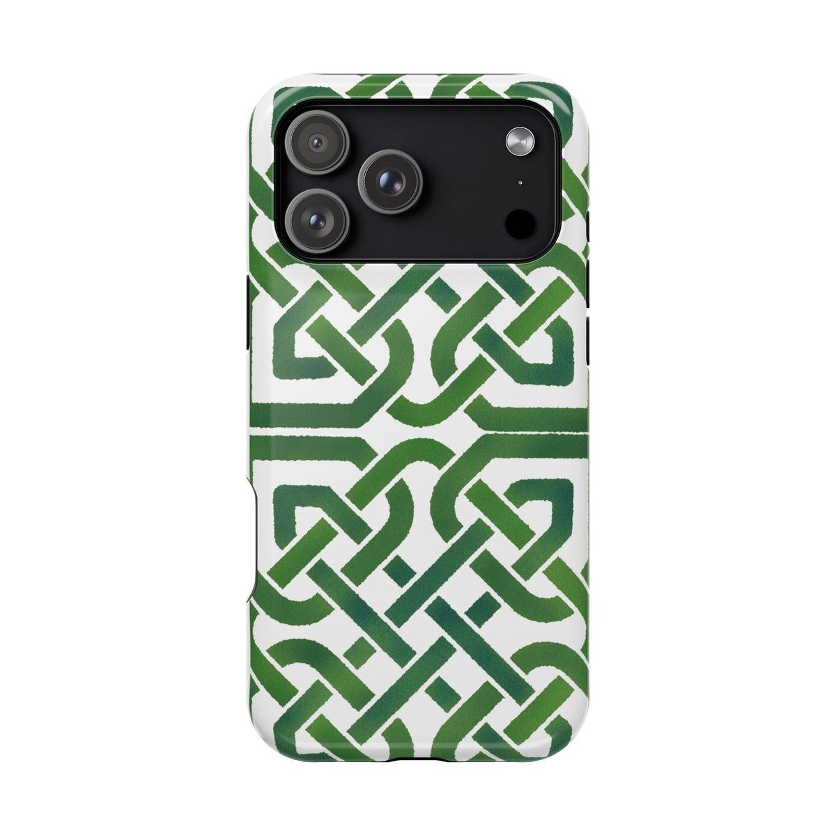 Celtic Knot Magnetic Phone Case, Irish Pattern Phone Cover, Green Heritage Art Style Compatible with iPhone 17, 16, 15, 14, 13