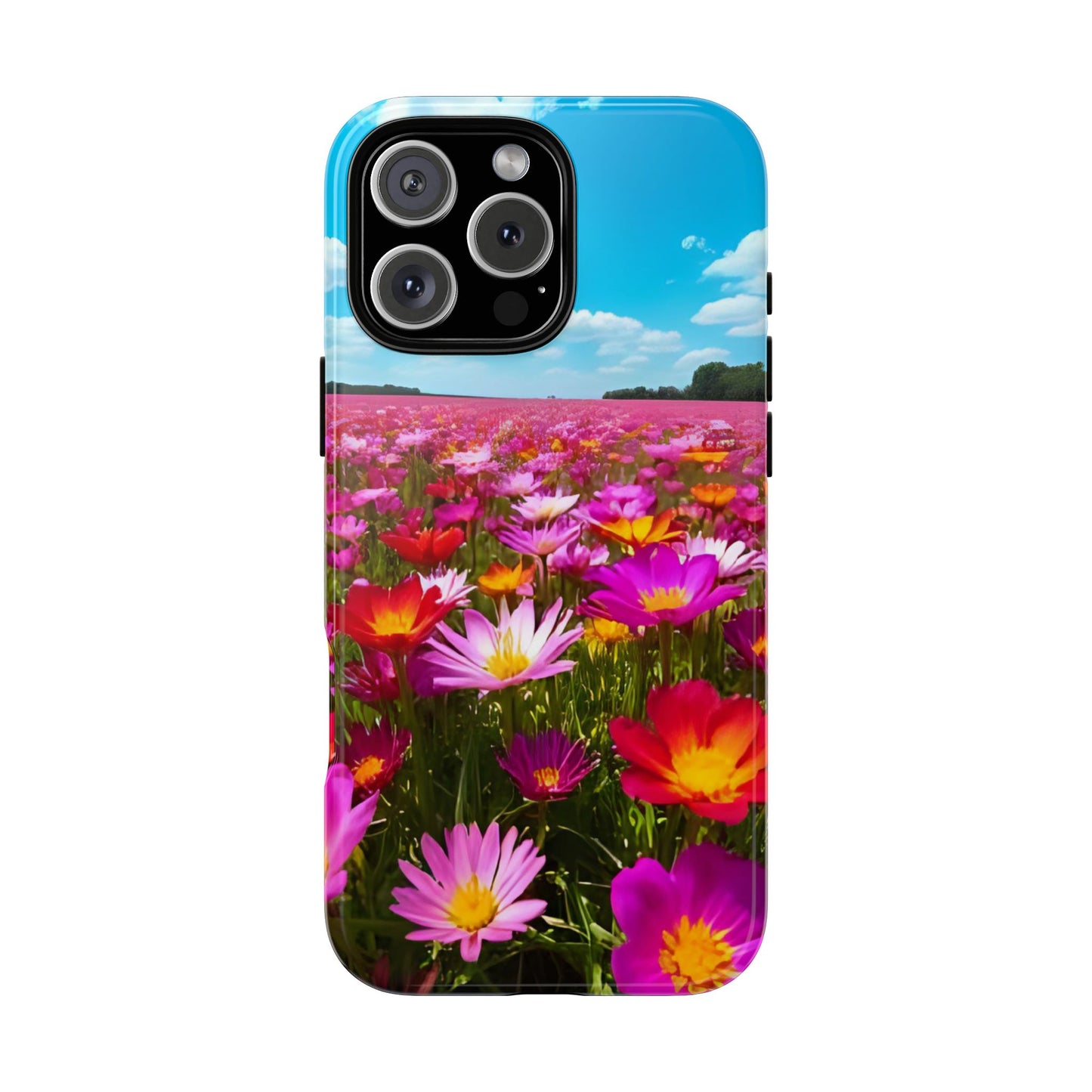 Flower Field Tough Phone Case - Wildflower Meadow Print, Colorful Nature Aesthetic, Compatible with iPhone, Galaxy, and Google Phones