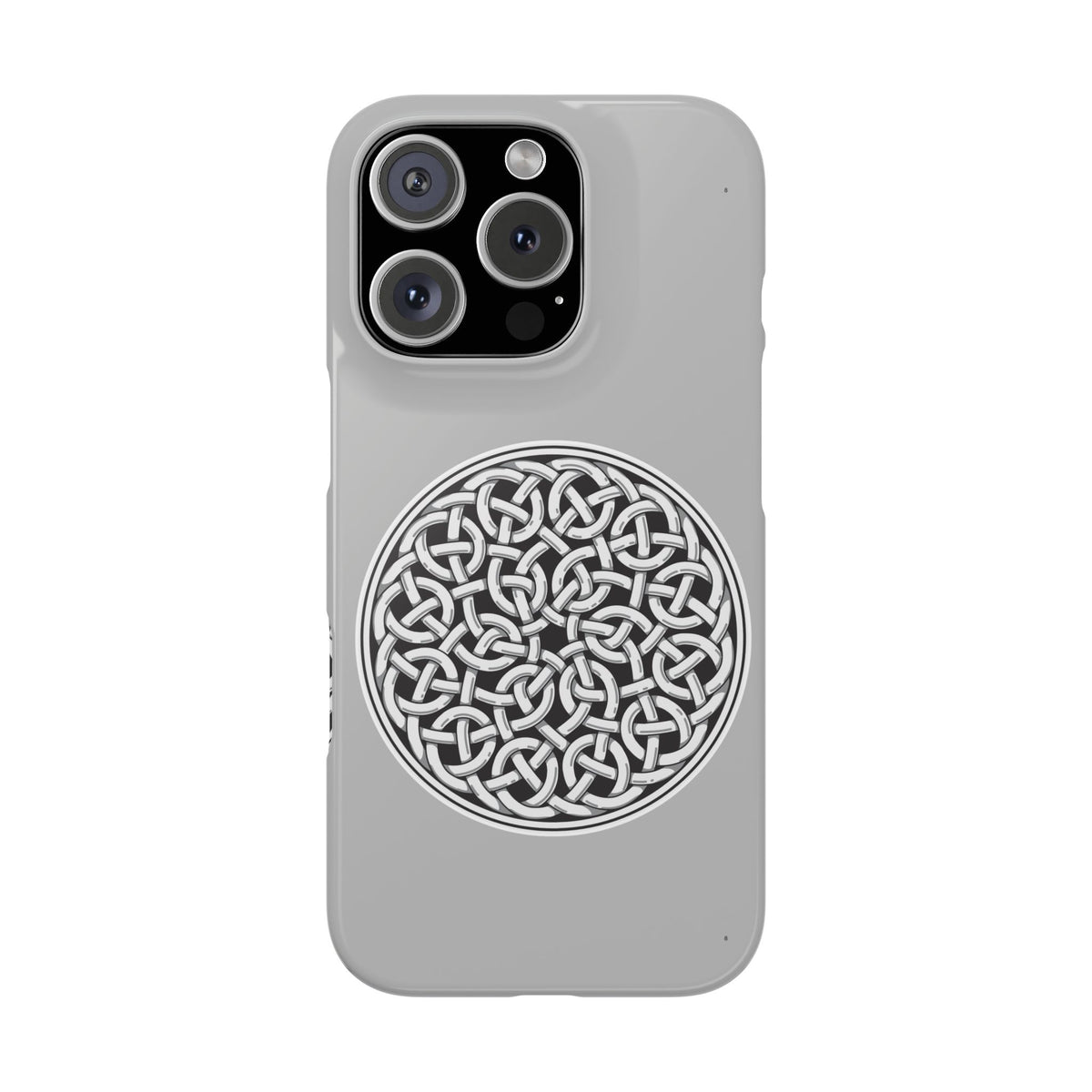 Celtic Knot Slim Phone Case, Silver Medallion Design, St. Patrick Phone Cover Compatible with iPhone 17, 16, 15, 14, 13, 12, 11