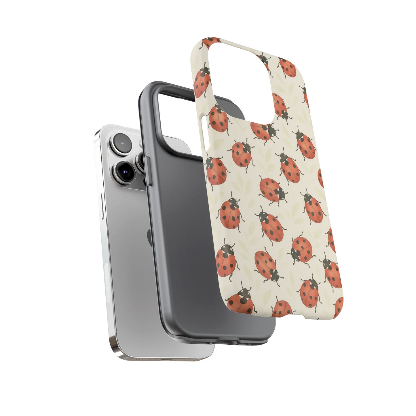 Ladybug Tough Phone Case - Cute Insect Aesthetic, Nature-Inspired Pattern Art, Compatible with iPhone, Galaxy, and Google Phones