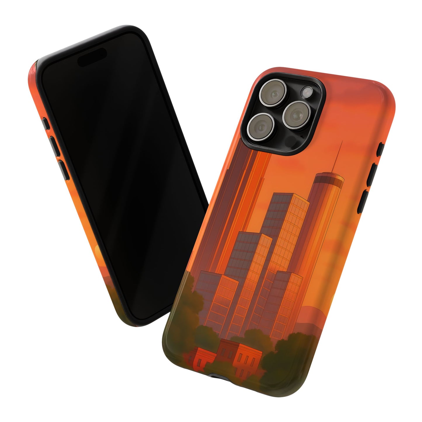 Cityscape Tough Phone Case, Atlanta Skyline Phone Cover, Pastel Design Compatible with iPhone, Galaxy & Google