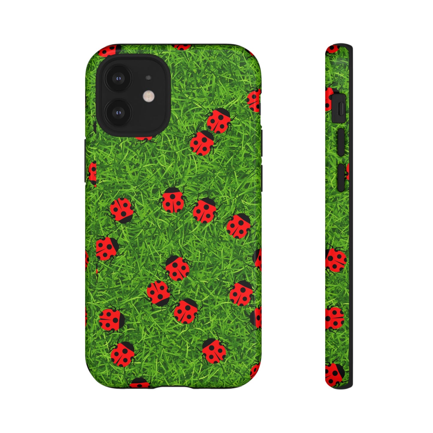 Ladybug Tough Phone Case - Cute Insect Aesthetic, Nature Pattern Art Design, Compatible with iPhone, Galaxy, and Google Phones