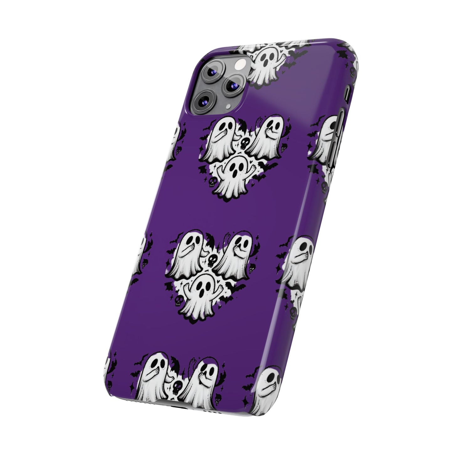 Cute Ghost Heart Slim Phone Case, Creepy Cute Spooky Heart Print, Goth Coquette Aesthetic Spooky Accessories, Halloween Gift Case
