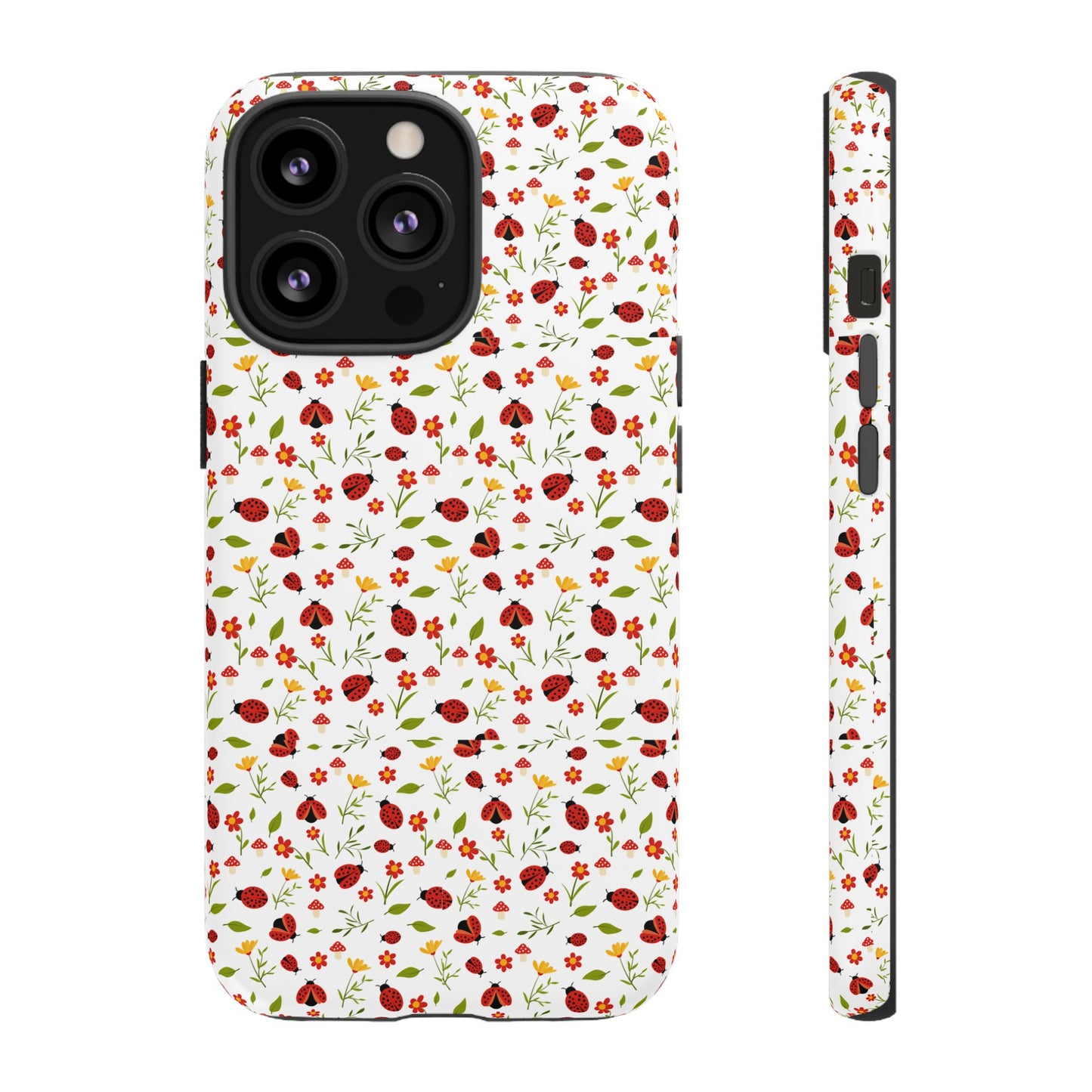 Ladybug Tough Phone Case - Cute Insect Aesthetic, Nature-Inspired Pattern Art, Compatible with iPhone, Galaxy, and Google Phones