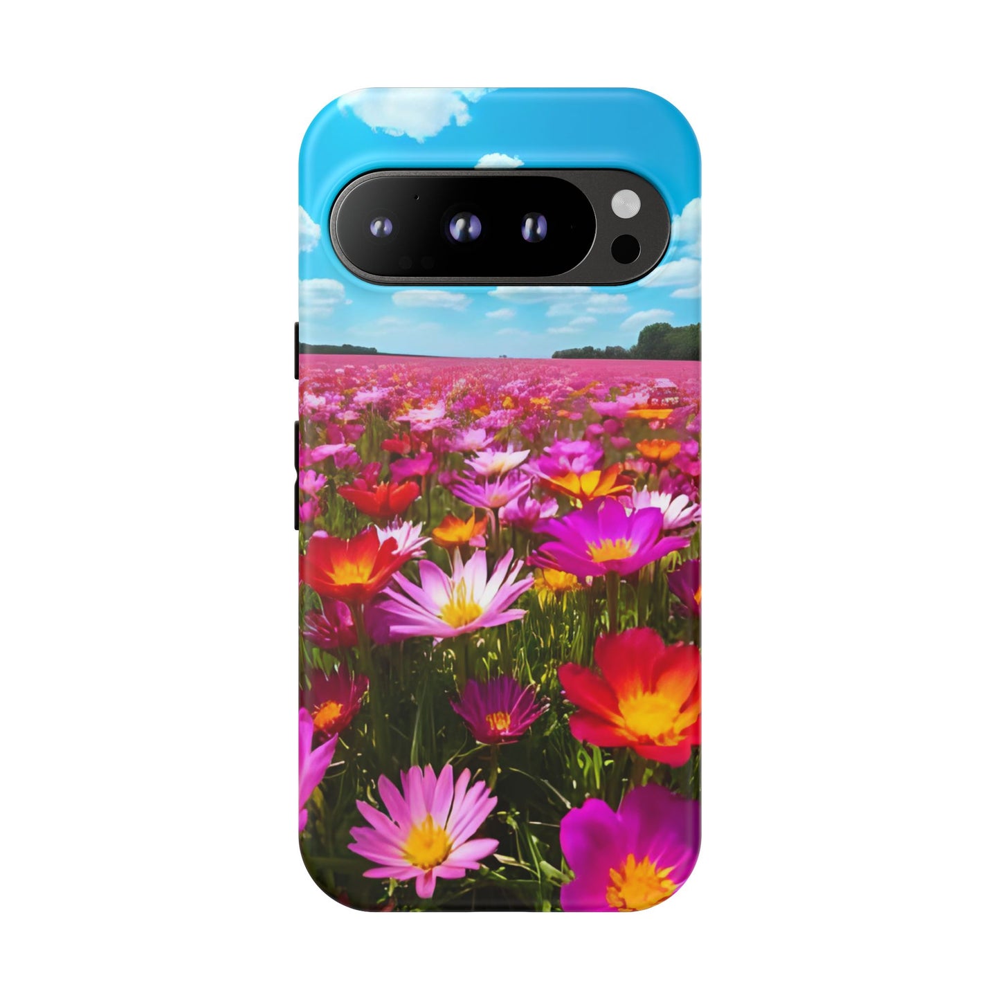 Flower Field Tough Phone Case - Wildflower Meadow Print, Colorful Nature Aesthetic, Compatible with iPhone, Galaxy, and Google Phones