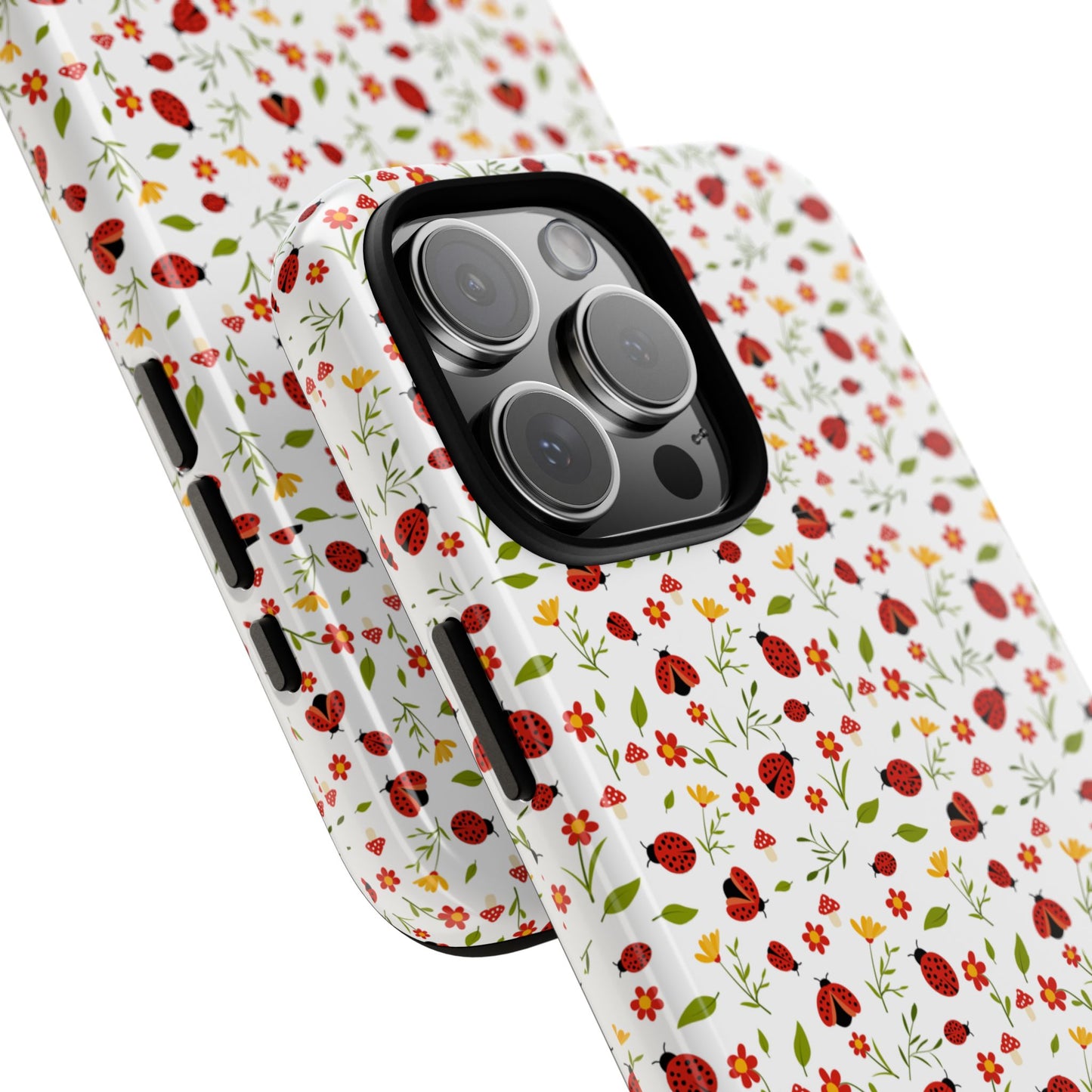 Ladybug Tough Phone Case - Cute Insect Aesthetic, Nature-Inspired Pattern Art, Compatible with iPhone, Galaxy, and Google Phones