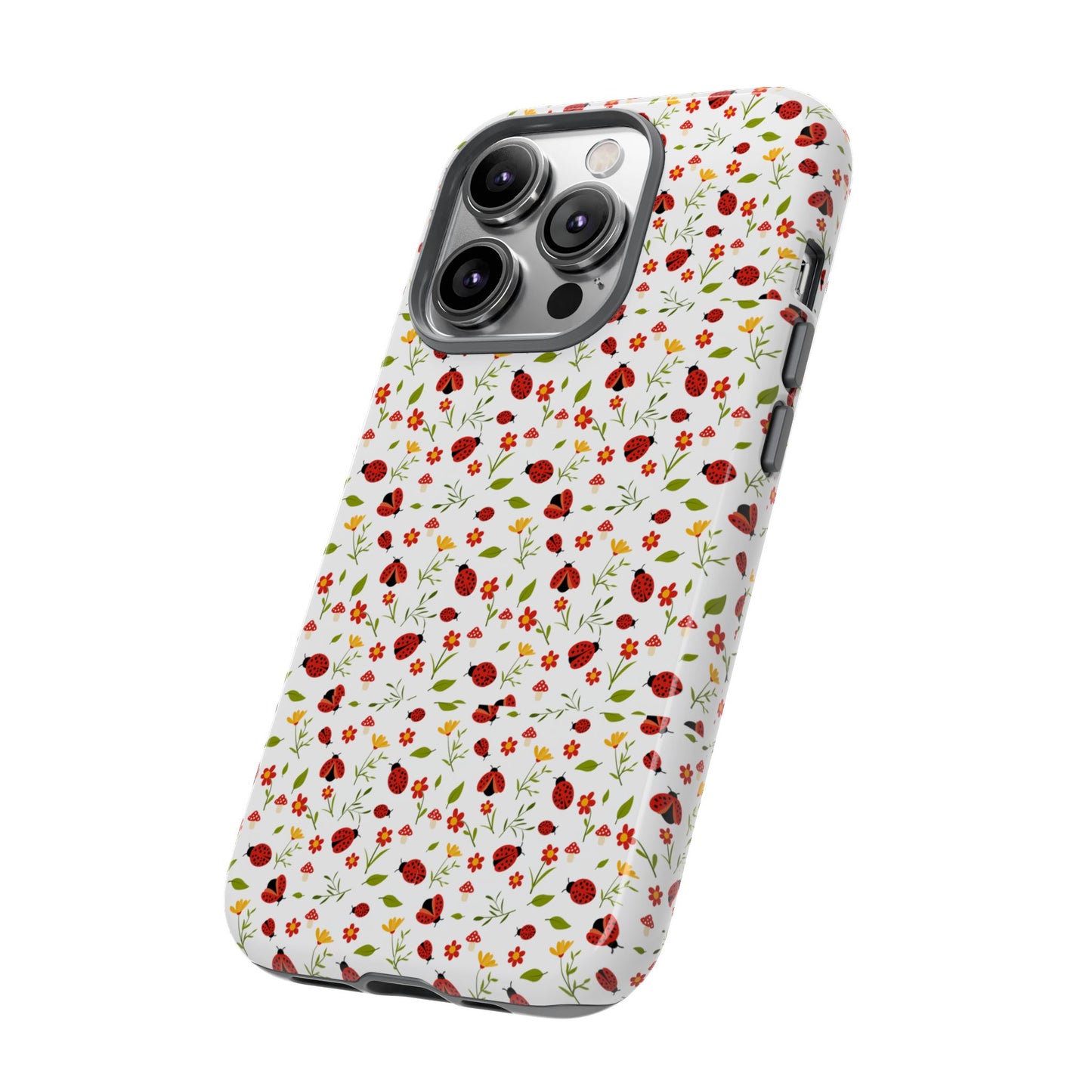 Ladybug Tough Phone Case - Cute Insect Aesthetic, Nature-Inspired Pattern Art, Compatible with iPhone, Galaxy, and Google Phones