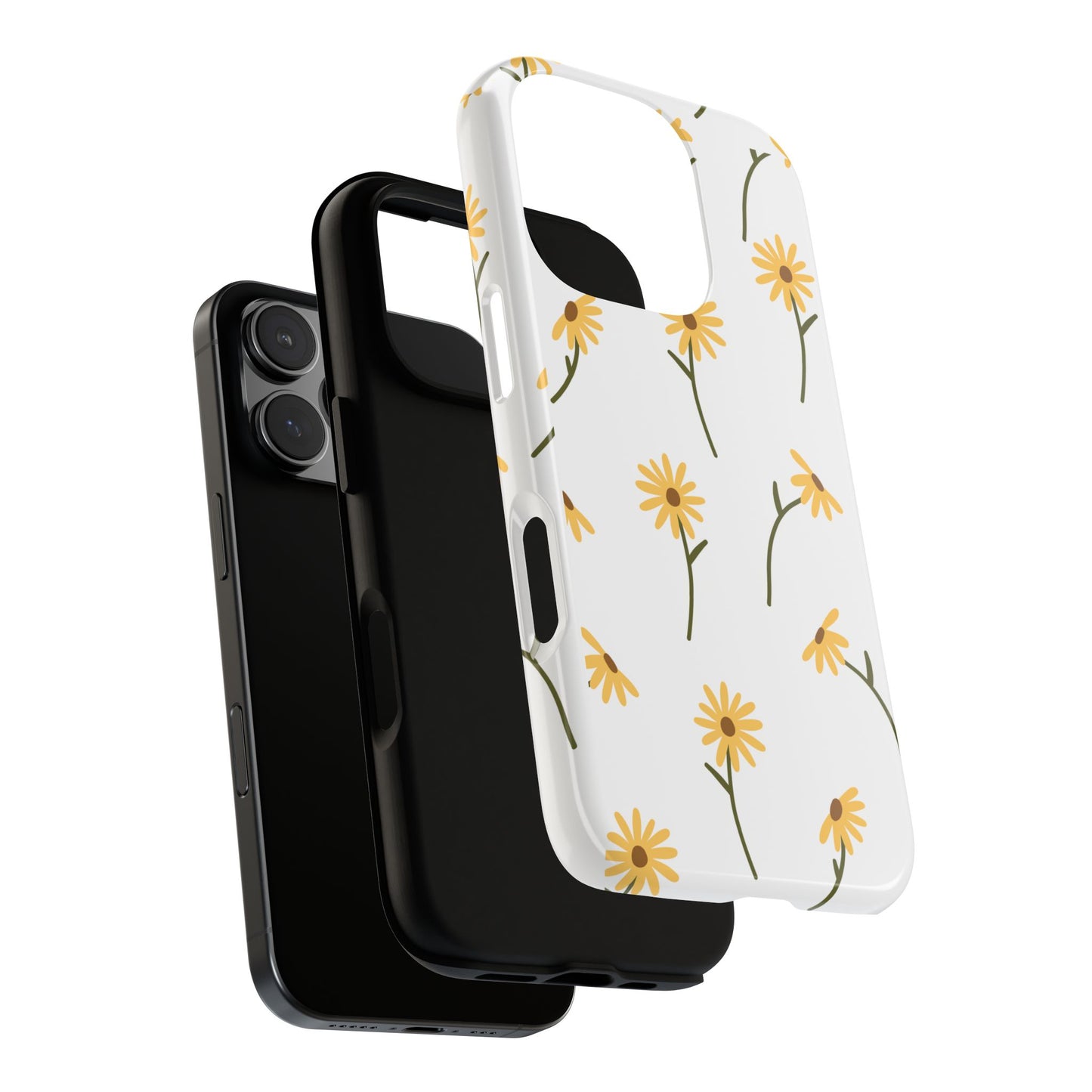 Sunflower Floral Tough Phone Case - Minimal Daisy-Inspired Print, Simple Botanical Aesthetic, Compatible with iPhone, Galaxy, and Google