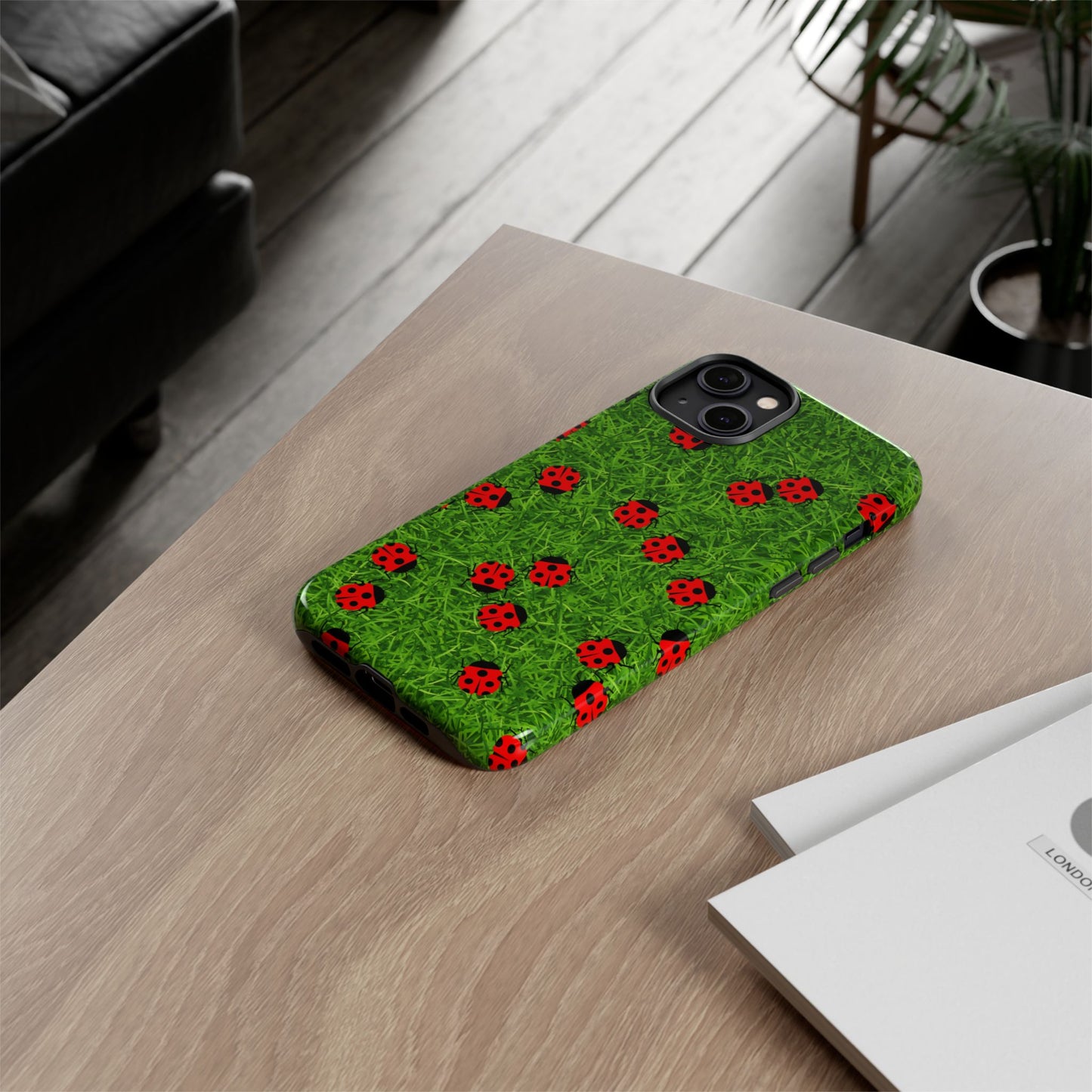 Ladybug Tough Phone Case - Cute Insect Aesthetic, Nature Pattern Art Design, Compatible with iPhone, Galaxy, and Google Phones