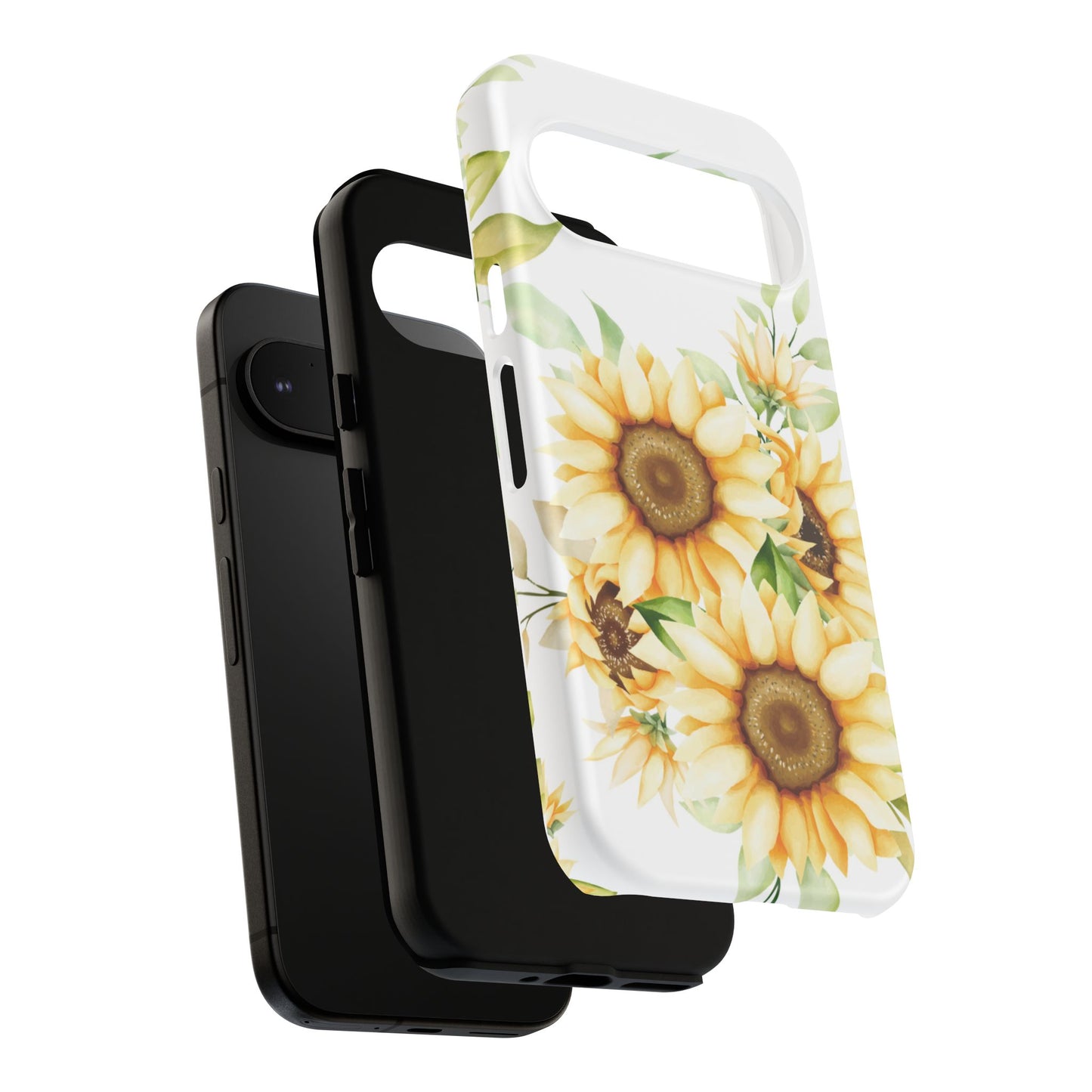 Sunflower Floral Tough Phone Case - Watercolor Botanical Art, Bright Nature Aesthetic, Compatible with iPhone, Galaxy, and Google Phones