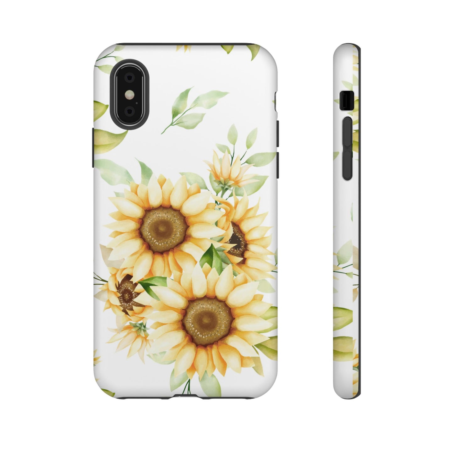 Sunflower Floral Tough Phone Case - Watercolor Botanical Art, Bright Nature Aesthetic, Compatible with iPhone, Galaxy, and Google Phones
