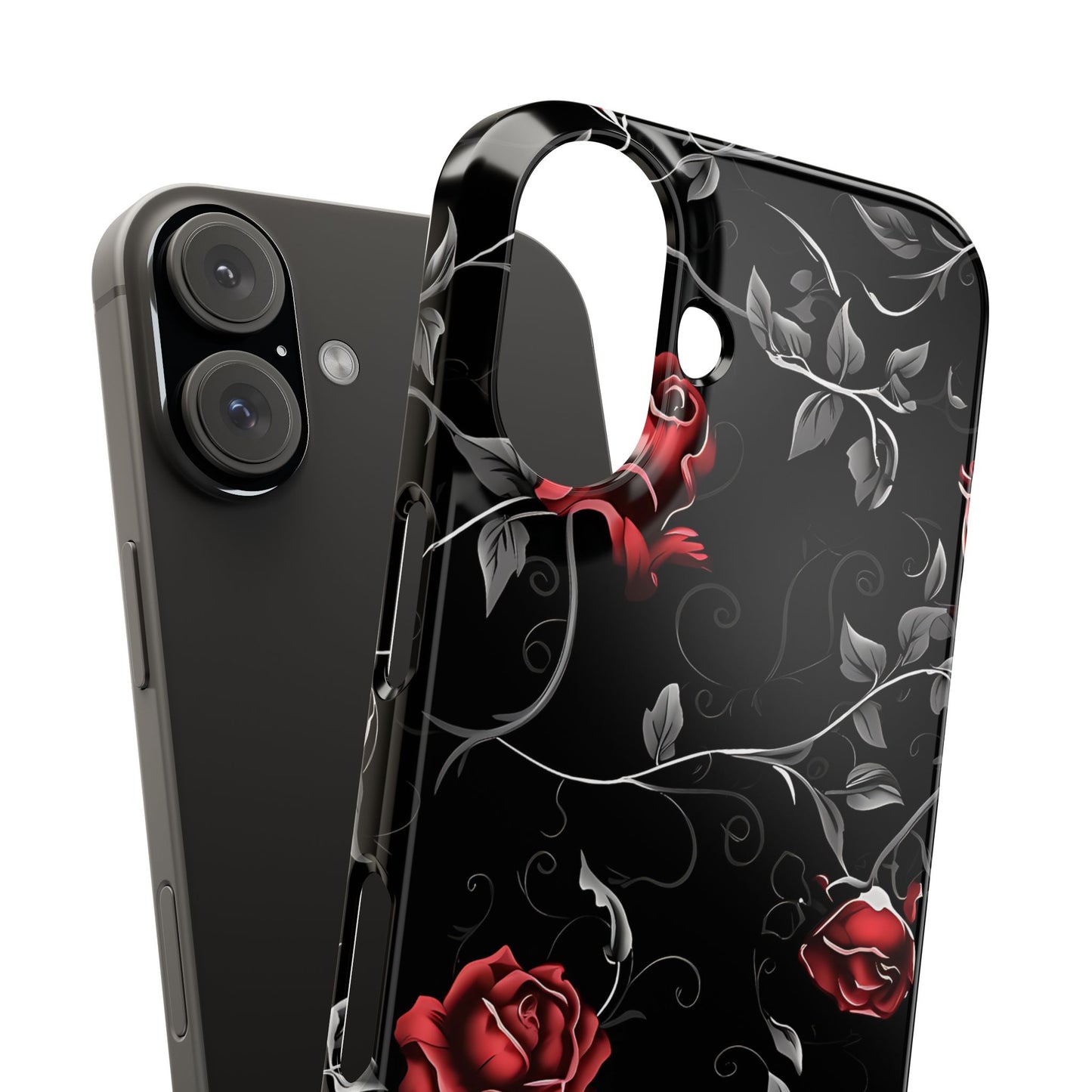 Elegant Floral Slim Phone Cases, Gothic Style Case, Rose Design Cover, Unique Gift for Her, Phone Accessories, Modern Chic