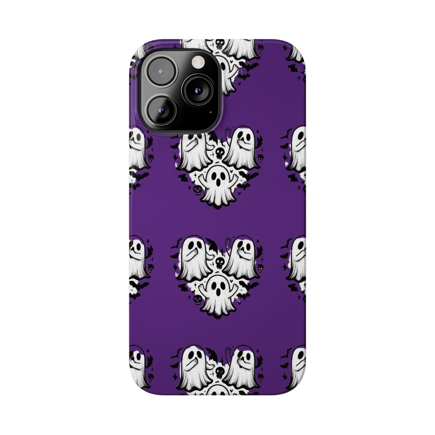 Cute Ghost Heart Slim Phone Case, Creepy Cute Spooky Heart Print, Goth Coquette Aesthetic Spooky Accessories, Halloween Gift Case