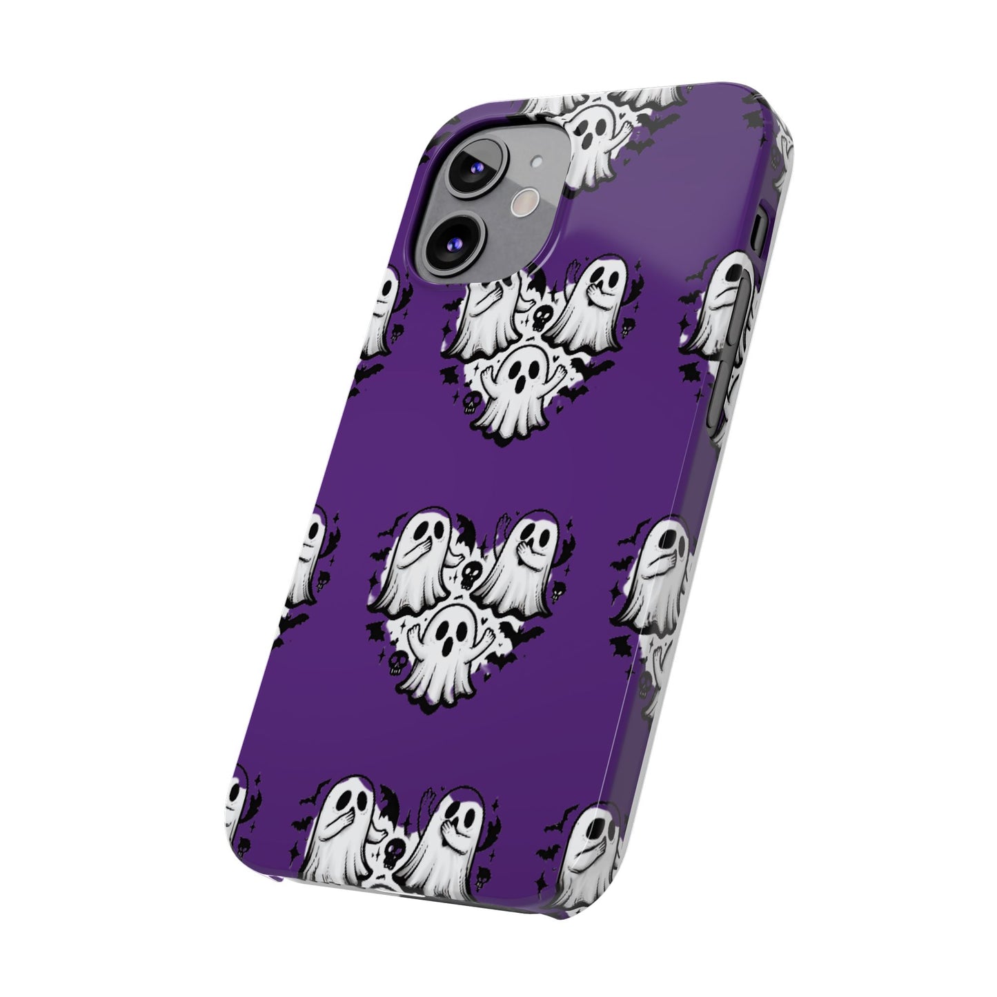Cute Ghost Heart Slim Phone Case, Creepy Cute Spooky Heart Print, Goth Coquette Aesthetic Spooky Accessories, Halloween Gift Case